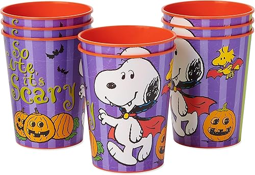 Miniatura 2 de American Greetings 8 tazas de plástico para fiestas de 16 onzas, suministros de fiesta de Halloween de Snoopy