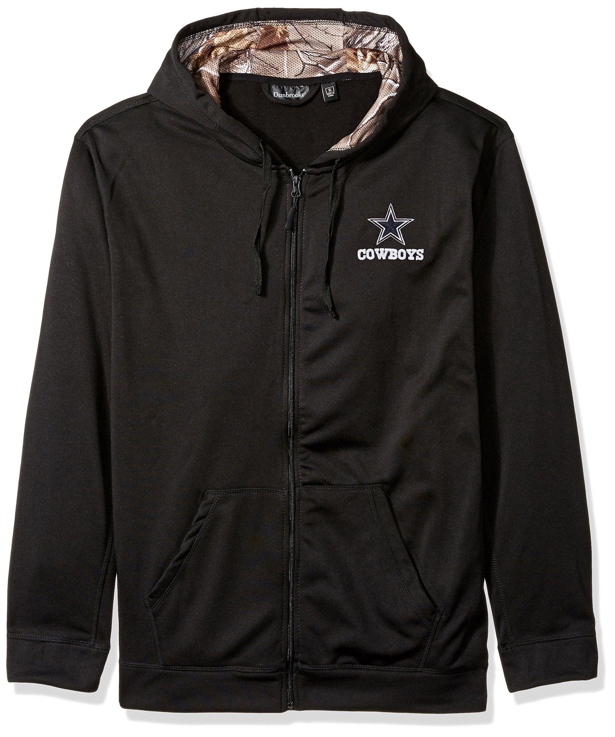 dunbrooke NFL Dallas Cowboys Mens 5411Decoy Camo Accent Fullzip Tech Fleece, Black with Camo, Large