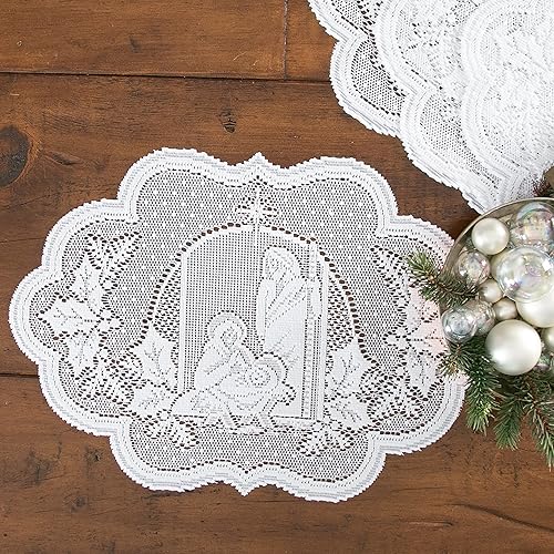 Miniatura 3 de Heritage Lace Mantel individual Silent Night, 14 x 20 pulgadas, blanco, 4 unidades