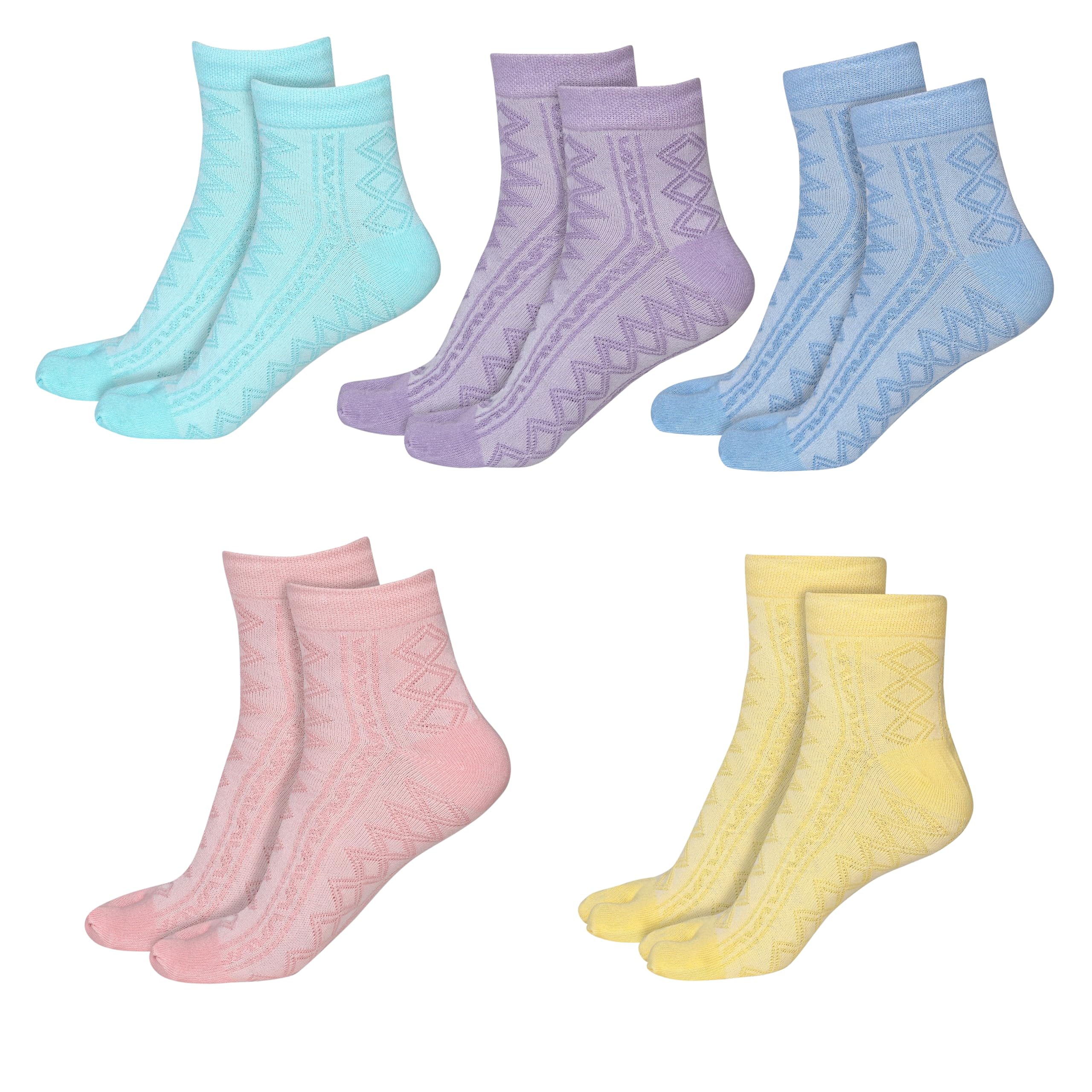 Women Cotton Thumb Socks Pack of 5 | Ankle Length Socks for Women & Girls | Soft Breathable Stretchable Daily Wear Socks-picture-12