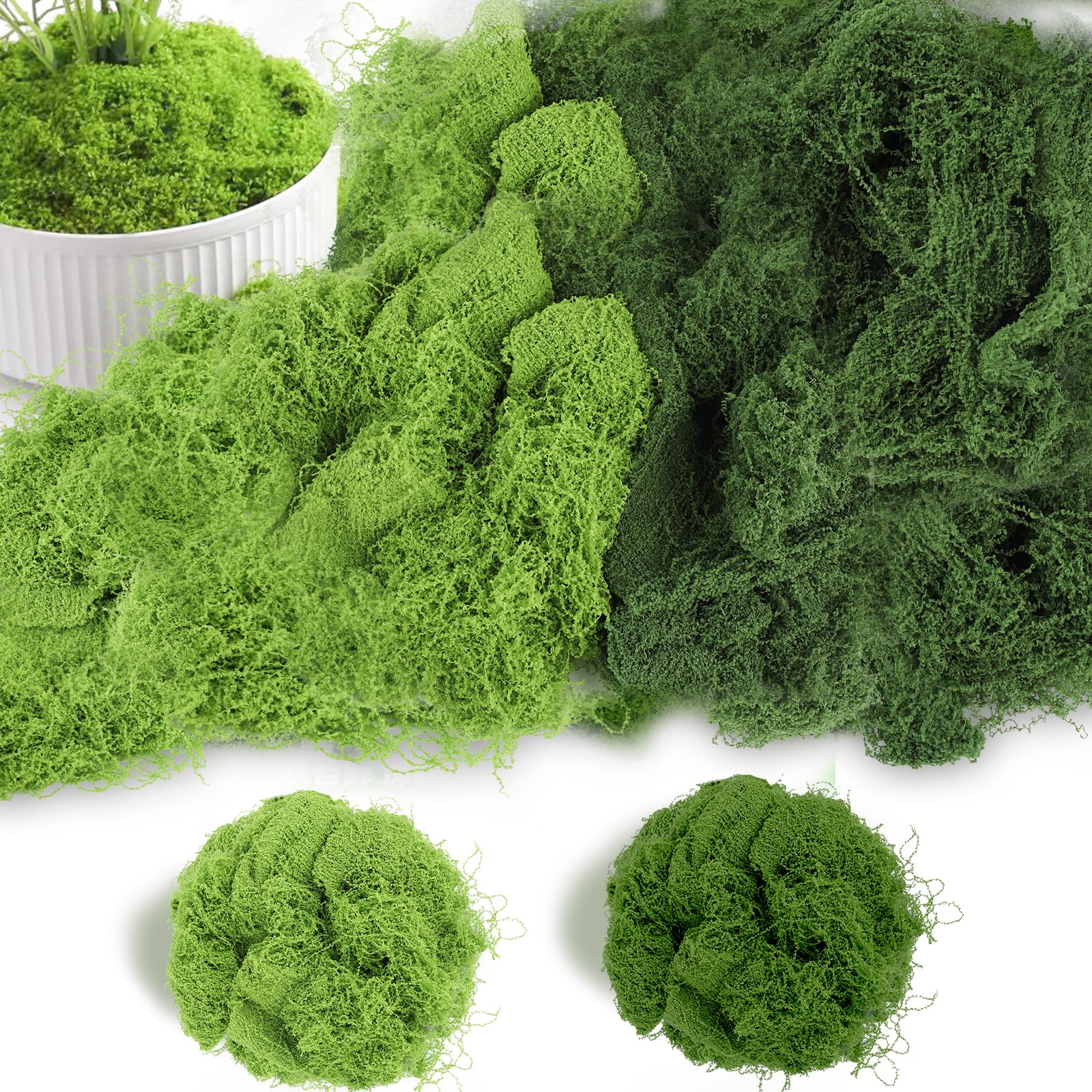 Mousse Artificielle Décorative 200g (vert Clair + Vert Foncé) - Pour Aquarium, Maison De Poupée, Décoration Créative
