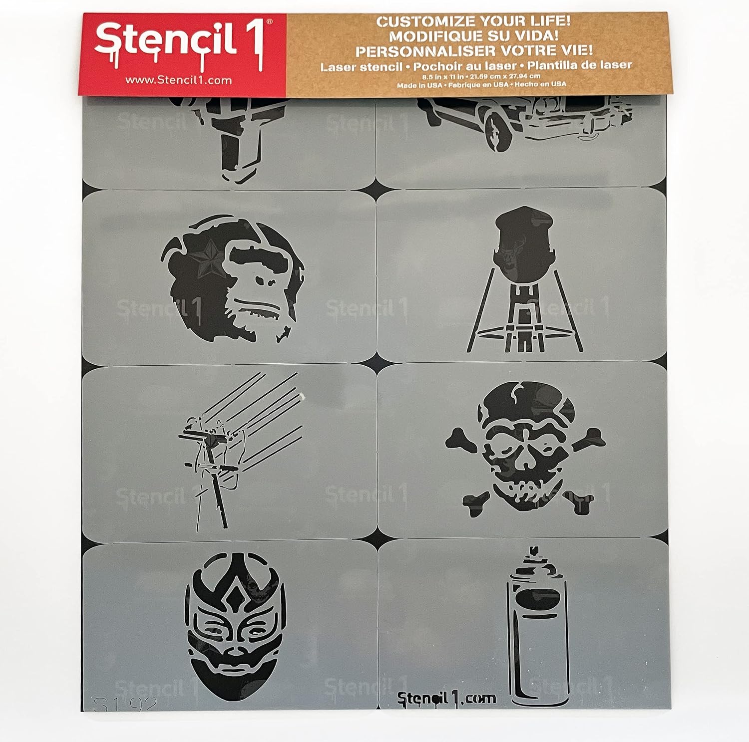 Stencil1 Urban 8-Pack Stencil Set - Attractive & Durable Quality Reusable Stencils for Painting - Create Stencil Crafts and Decor - Decor on Walls Fabric & Furniture Recyclable Art Craft - 8.5" x 11"