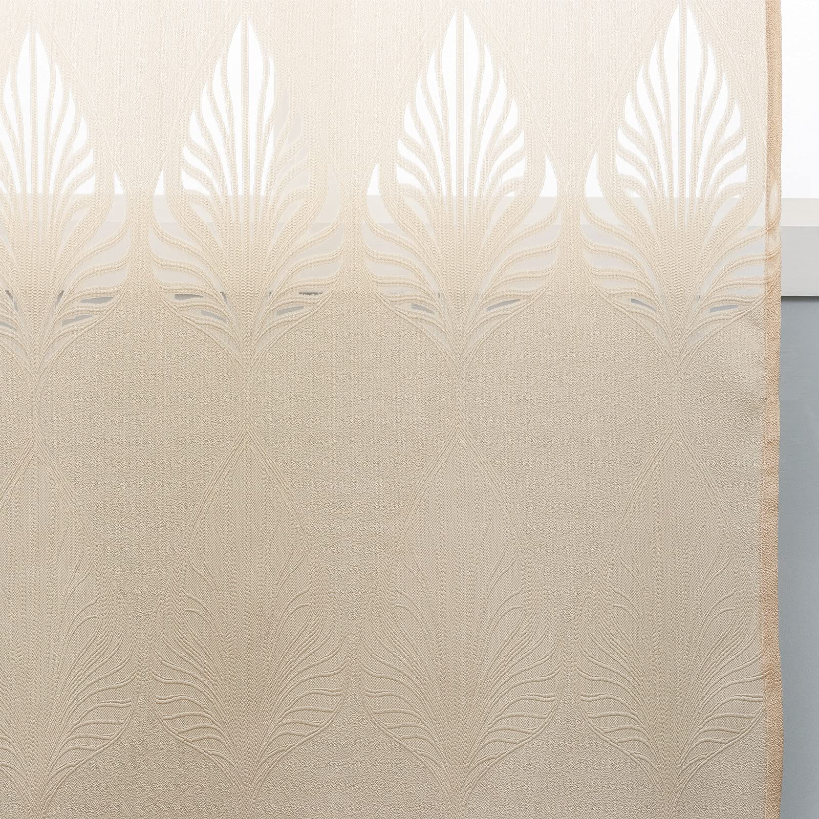 M&W DAS DESIGN Curtain Gardienen Vorhang Mit Ösen Gardinen Vorhänge Vorhang Curtains Schlafzimmer Mit Kräuselband Mit Ösen Wohnzimmer Mit Kräuselband Halbtransparent(beige 140 * 245(B*H) 2 STK)