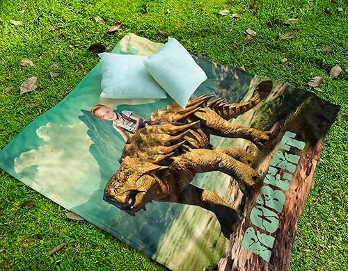 Vista 47 de Manta personalizada de dinosaurio, manta personalizada de dinosaurio para niños, regalo de foto personalizado para él, manta Minky de 50 x 60