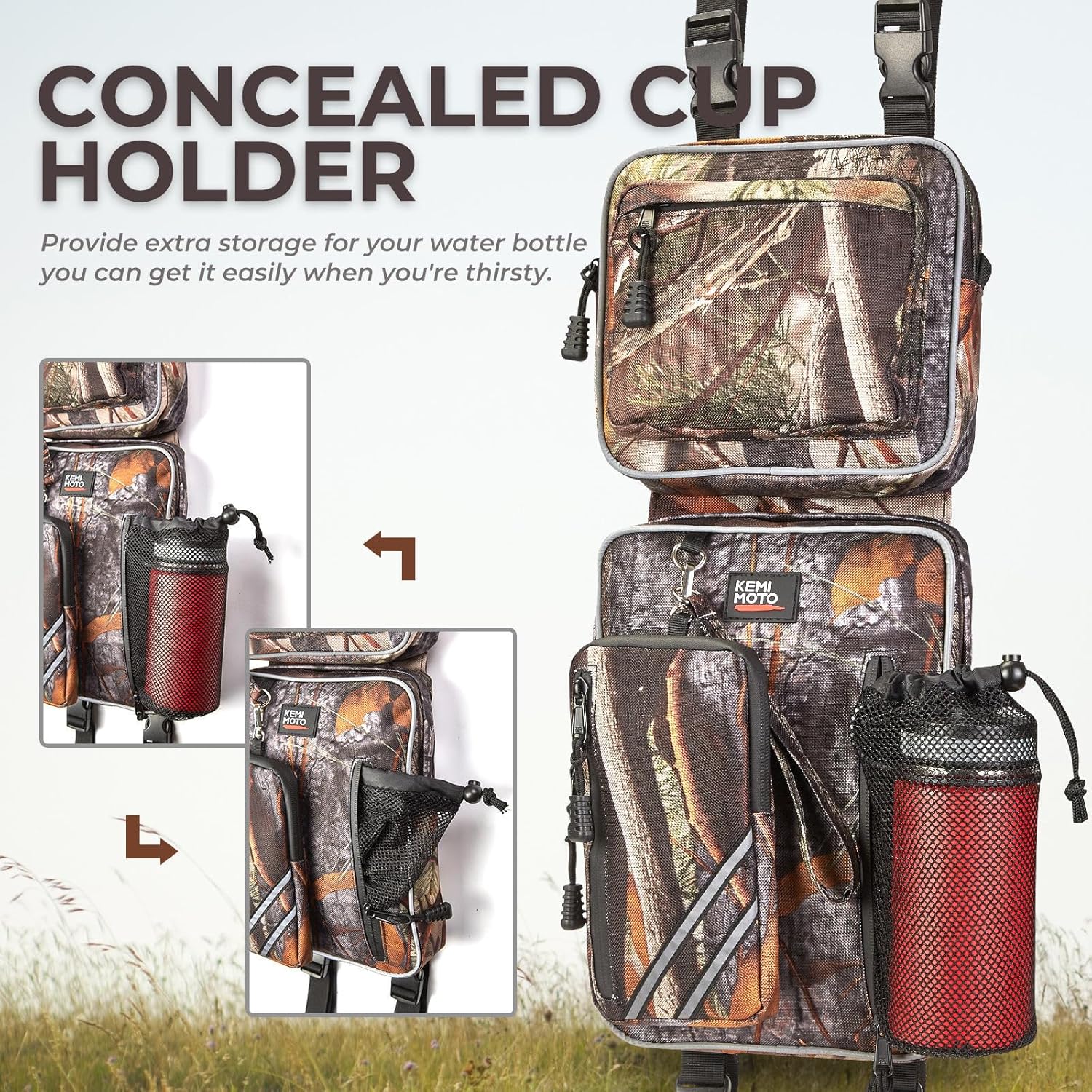 KEMIMOTO ATV Fender Bags, Camo Storage Bags Water-Resistance Saddle Bags Black Water Holder Compatible with Sportsman Scrambler TRX FourTrax Outlander 570 Two Storage Bags for ATV