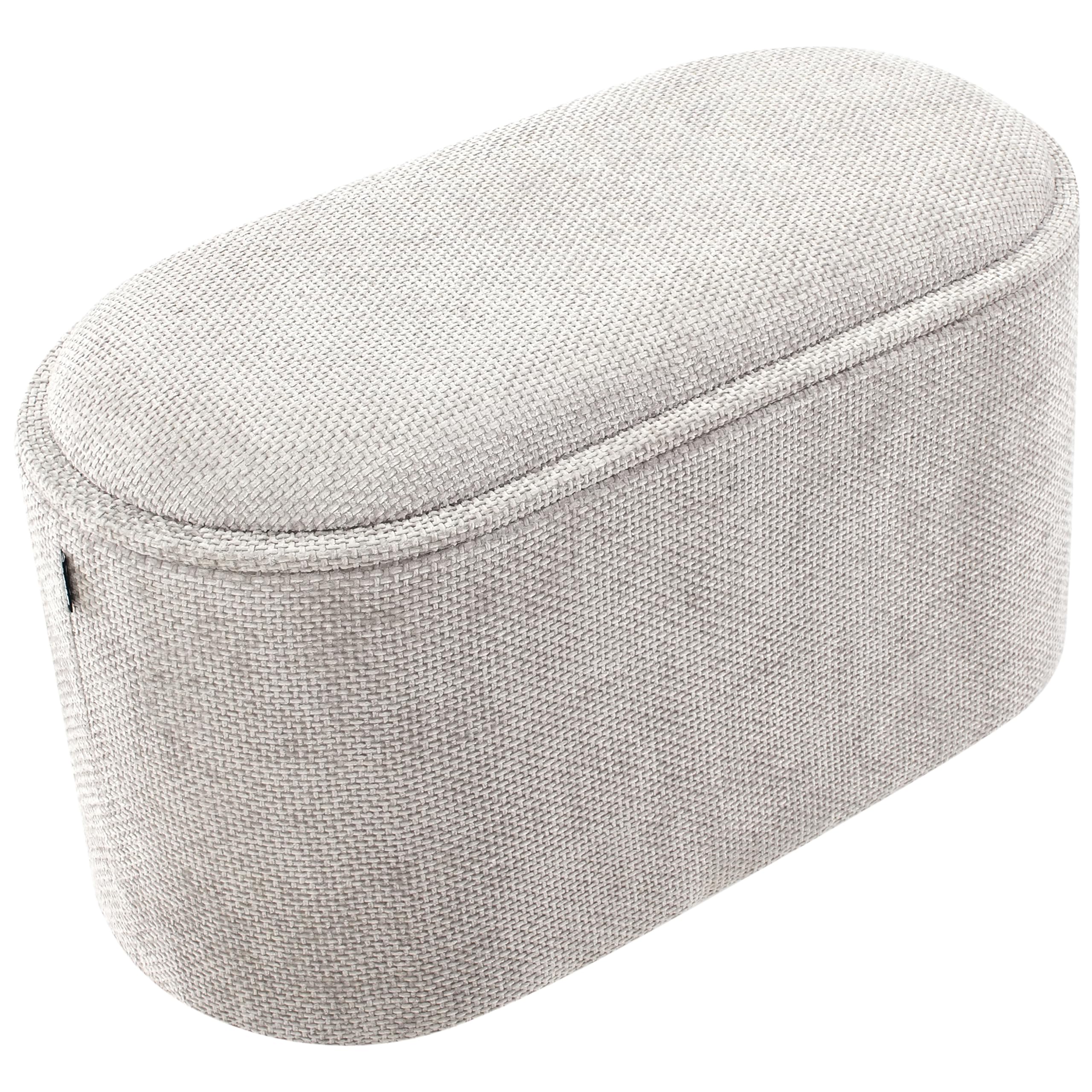 Bank mit Stauraum aus Chenille Stoff grau gepolstert modernes Design Artas