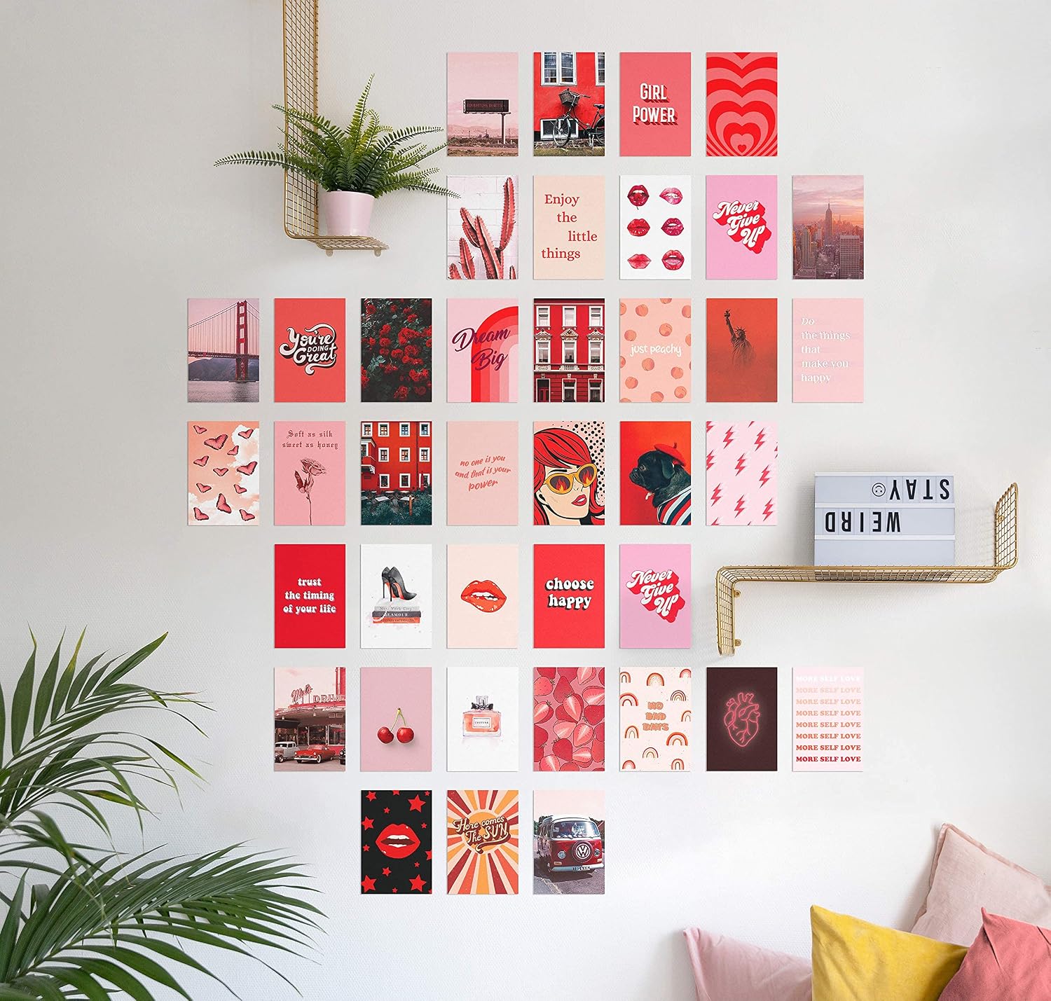 HAUS AND HUES Photo Collage Kit for Wall Aesthetic Decor Red Posters for Room Aesthetic, Red Wall Collage Kit, Aesthetic Wall Collage Kit Red Room Decor Prints, VCSO Decor (Set of 50) image 5