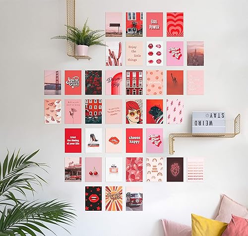 Miniatura 5 de Haus and Hues - Kit de collage de fotos para la decoración estética de las paredes, pósteres de color rojo para la estética de la habitación, kit de