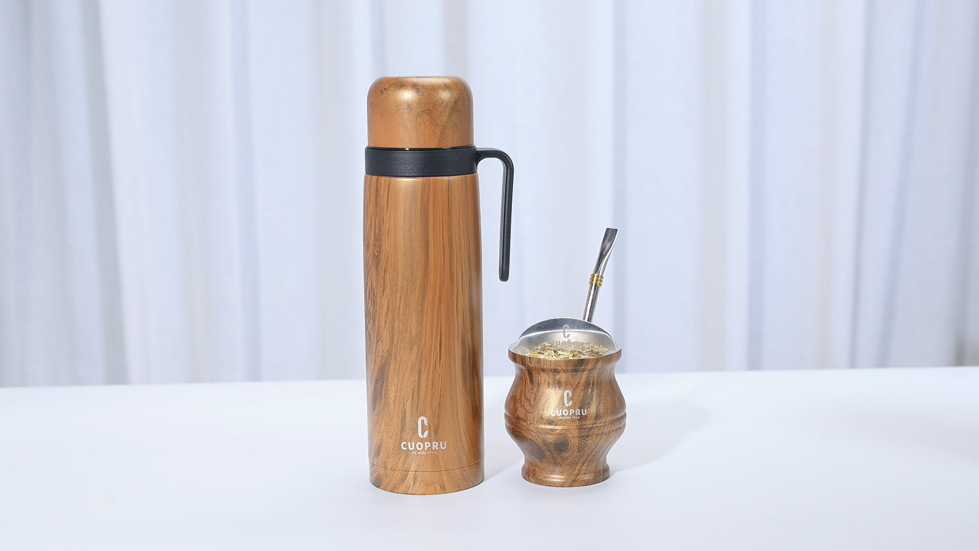 Amazon.com: Cuopru Yerba Mate Cup and Termo Set - Modern Mate