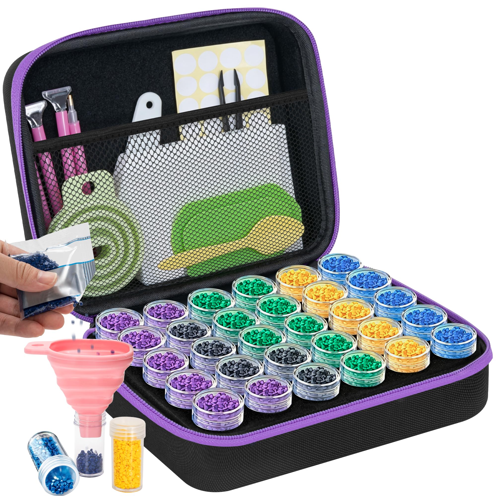 TORIBIO 30 Slots Diamond Painting Storage Boxes, Tools Kits with Pens
