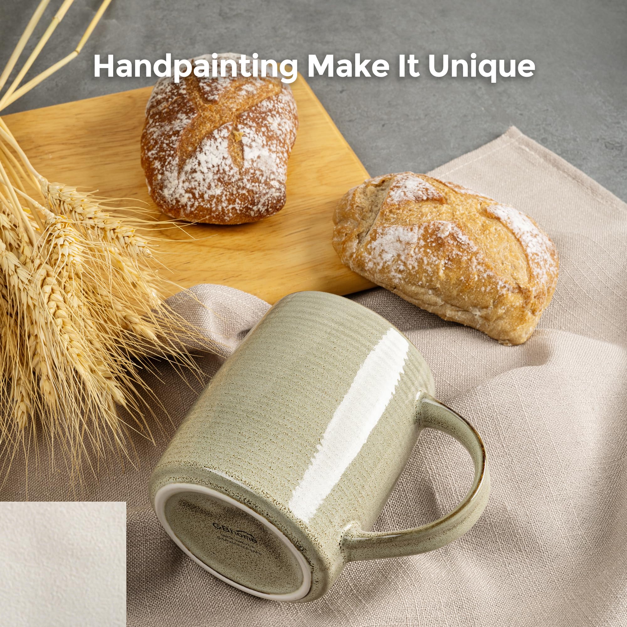 GBHOME Grande set di tazze da caffè da 6 pezzi, 18 oz (circa 500 ml) in ceramica fatta a mano con colori sfumati, ideale per latte, tè, birra e cioccolata calda, lavabile in lavastoviglie e adatta al