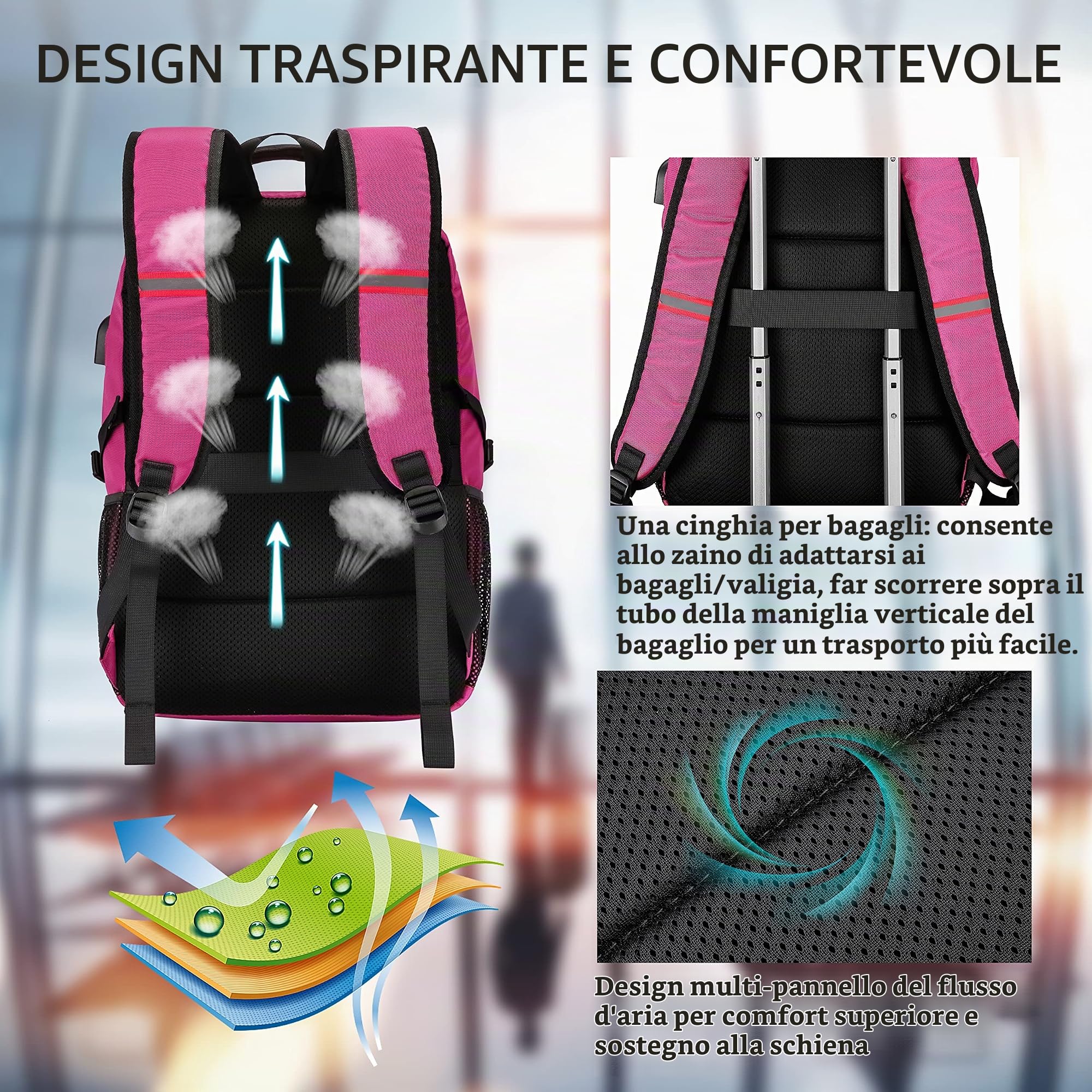 Cafele Zaino del Computer Portatile, Grande TSA 17,3 Pollici di Viaggio Portare su Zaino, Borsa per Studenti Universitari con Porta USB, Zaino della Scuola per Adolescenti Uomini Donne