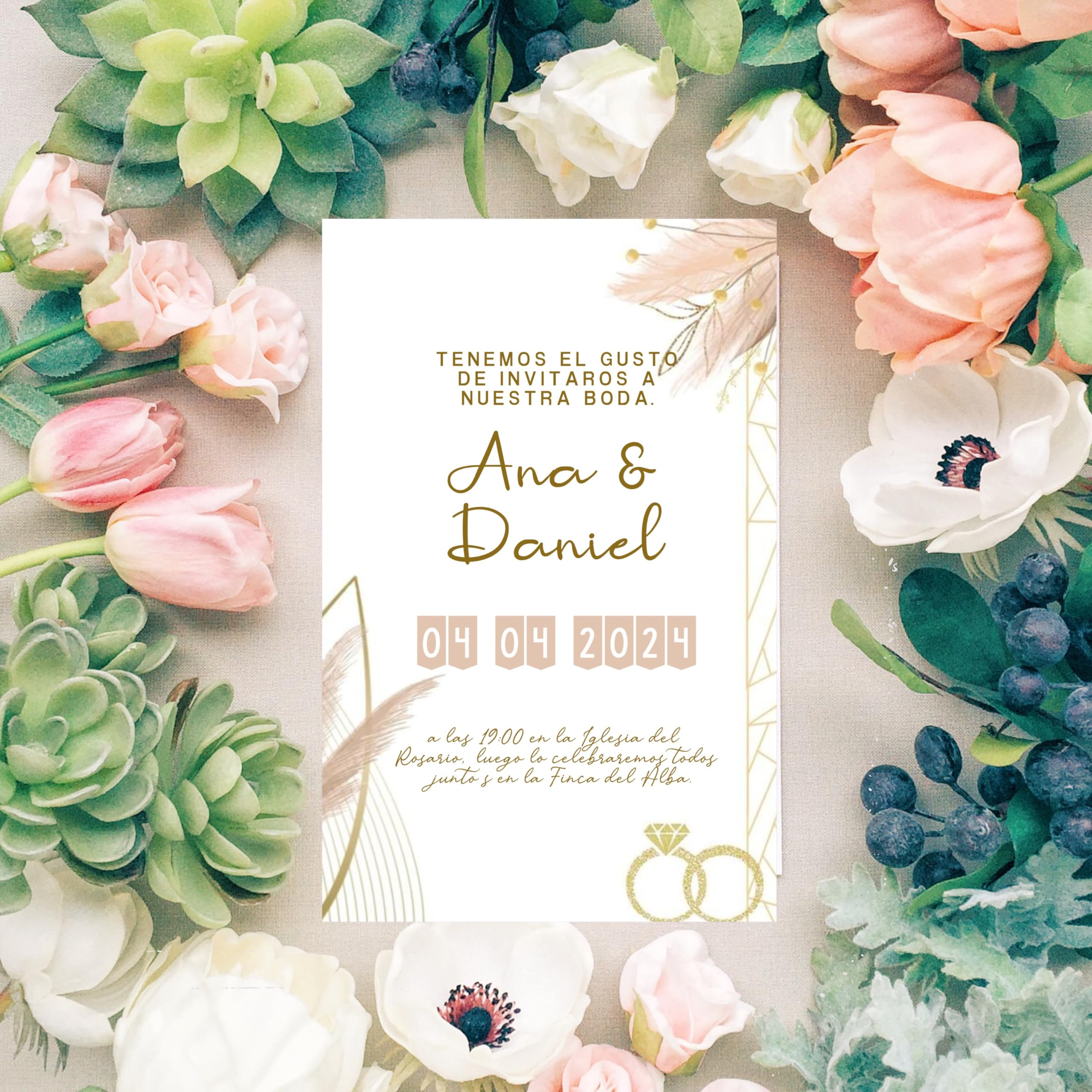 Invitaciones de Boda Personalizadas. Pack 27 uds. Sobres Invitaciones Boda Incluidos. Tarjetas Estudio 14x9 cm. Papel Fotográfico 250 gr. Tarjetas Agradecimiento