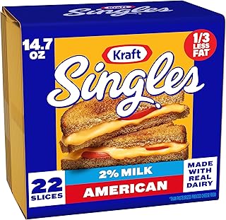 Kraft Singles 2% Pasteurized Prepared Cheese Product American Slices, 22 ct Pack