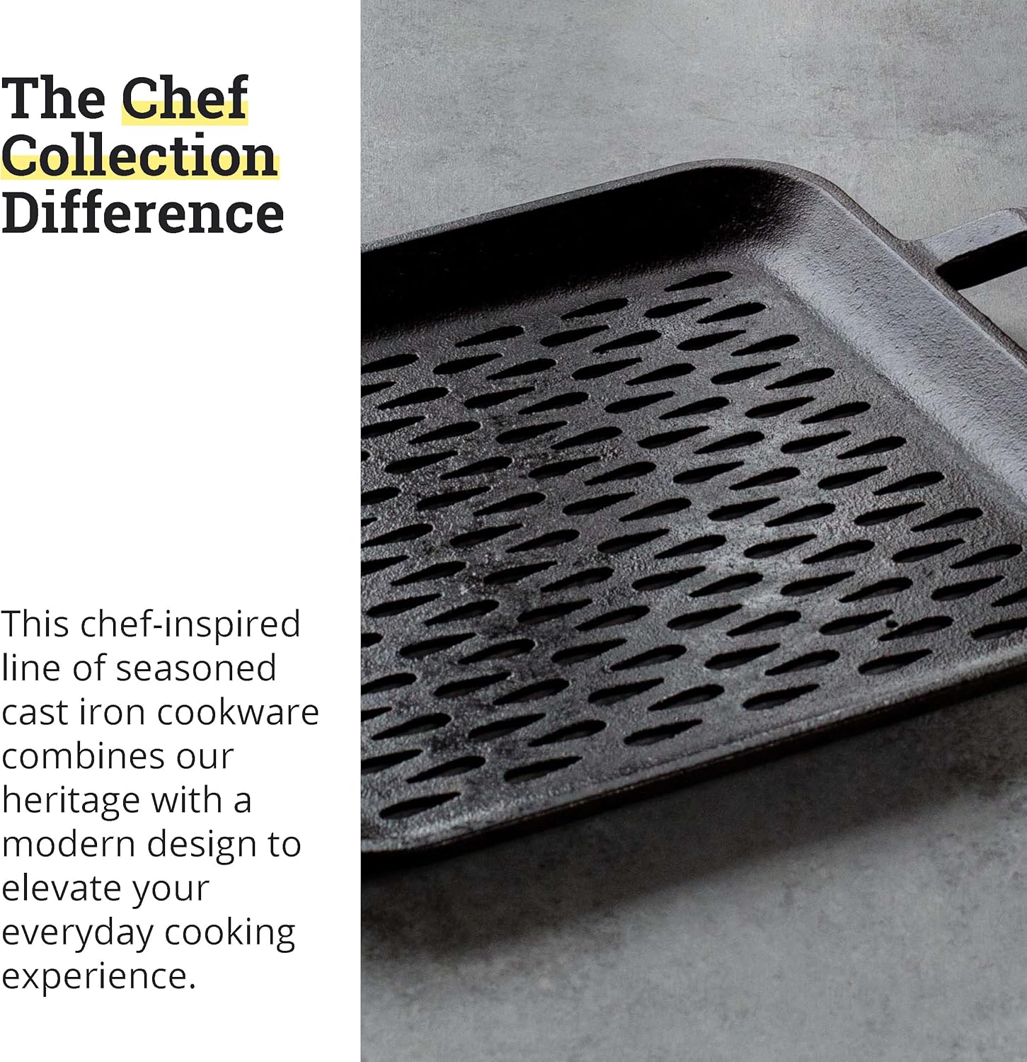 Lodge 11" Cast Iron Square Grill Topper - Chef Collection - Made in the USA - Pre-Seasoned - For Indoor & Outdoor Cooking - Durable Grill Topper
