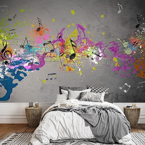 wall26 - Grunge musical con fondo en aerosol - Mural de pared extraíble Papel pintado autoadhesivo grande - 66x96 pulgadas