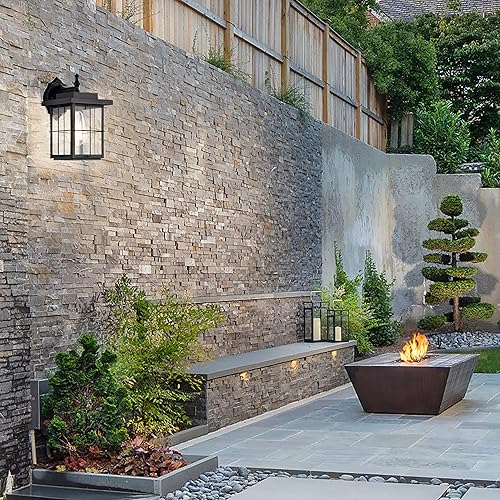 Miniatura 5 de ASHOP Luces de pared negras para exteriores impermeables con pantalla de vidrio transparente 1 luz para montar en la pared luces exteriores para