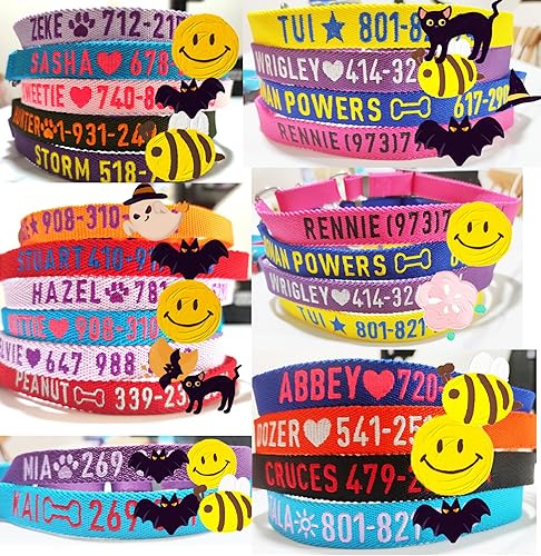 Miniatura 2 de Collar de identificación personalizado con hebilla personalizada con teléfono bordado y nombre, tamaño pequeño, mediano y grande para perro