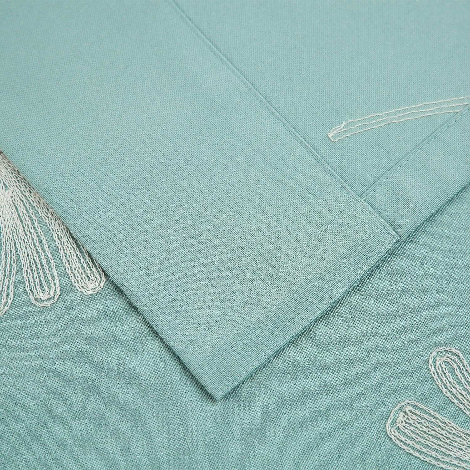 VOGOL(2 Panels Floral Patten Embroidered Elegant Faux Linen Grommet Curtains/Thermal Insulated 60% Blackout/Heavy Drapes for Bedroom/Living Room,Energy Efficient Window Treatment Panels,52 x 96 Inch