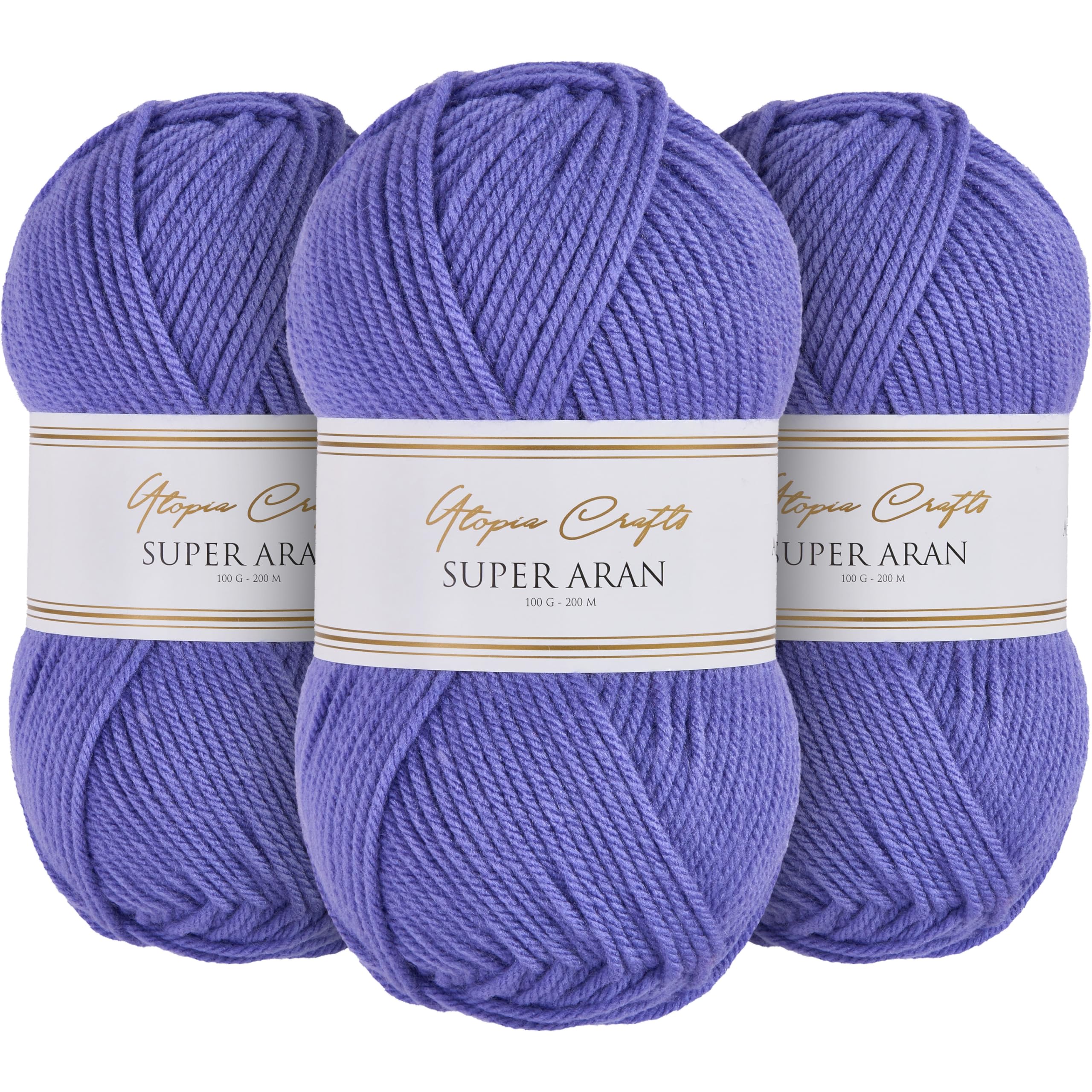 Utopia Crafts Super Aran Knitting and Crochet Yarn 3X 100g (Lavender Mist)