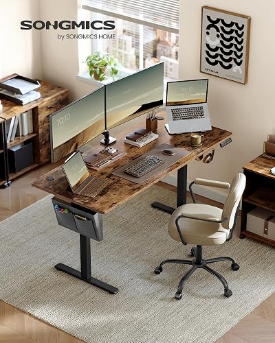 SONGMICS Scrivania Regolabile in Altezza Elettrica, 160 x 70 cm, Scrivania Elettrica, Tavolo con Memoria per 4 Altezze, Porta USB-C, Marrone Vintage LSD136K01 - 3