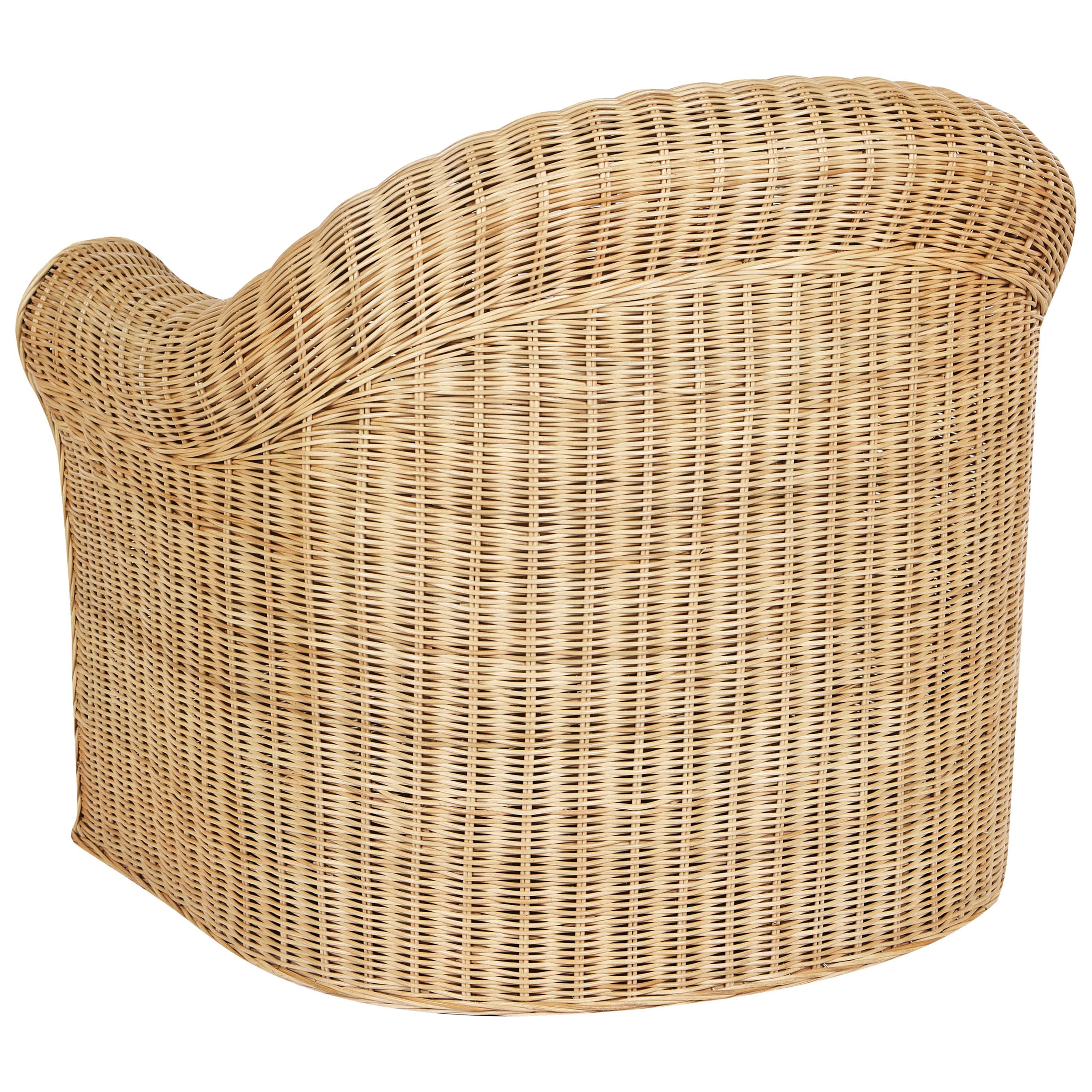 Beliani Gartensessel Rattan natürlich mit Armlehnen Kissen weiß Outdoor&Indoor Livadeia