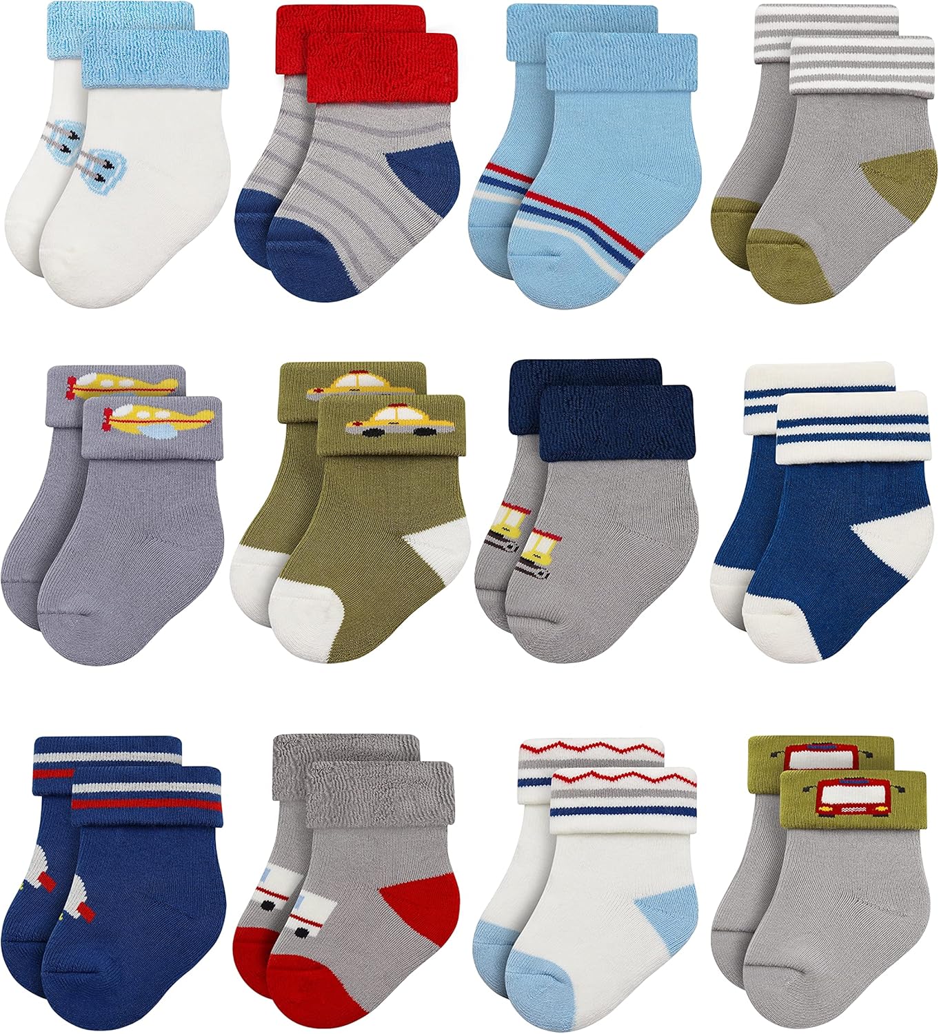 RATIVE Newborn Baby Socks 0-6,6-12 Months Terry Turn Cuff Socks for Boys Girls