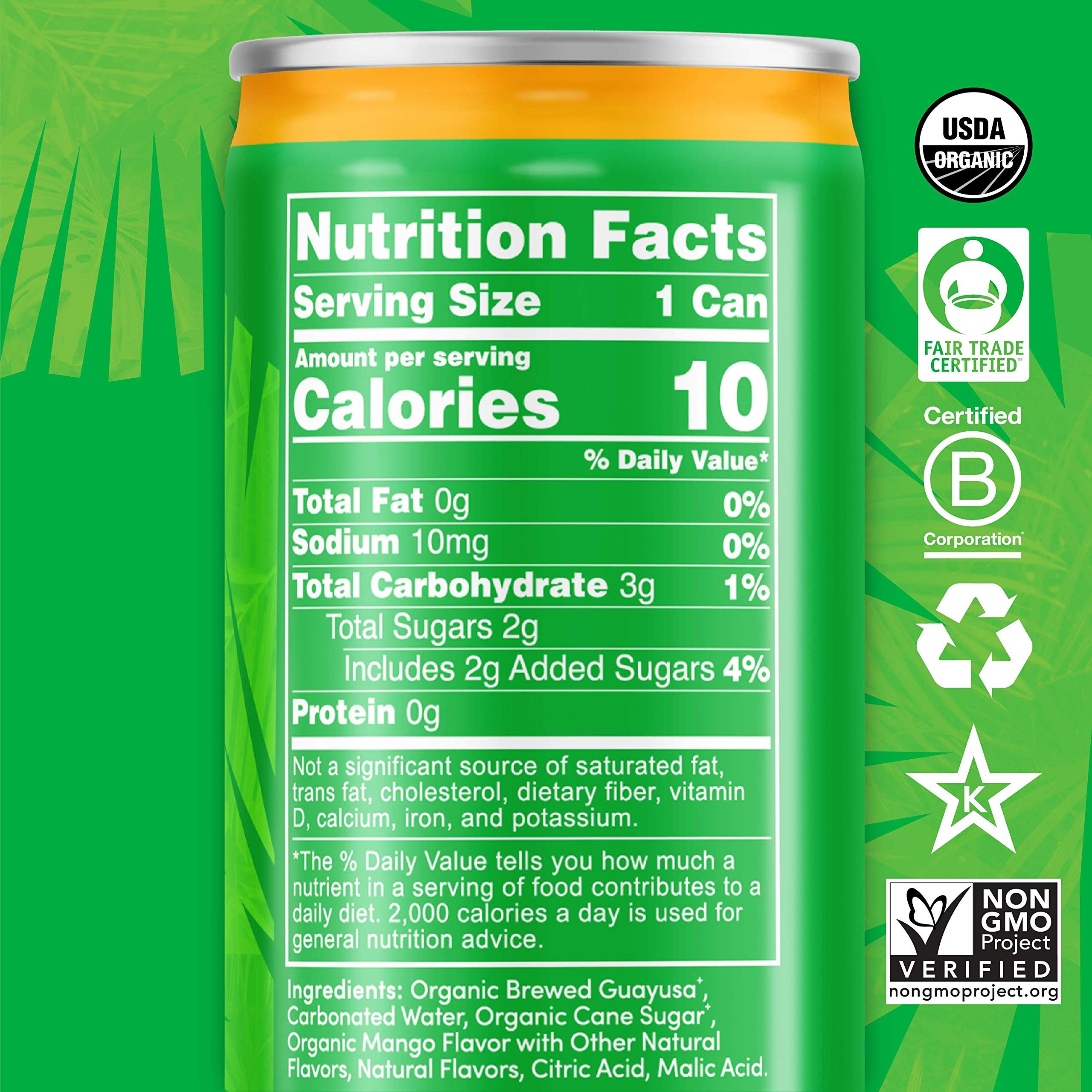 Organic Clean Energy Drink by RUNA, Mango Tango Refreshing Tea Taste