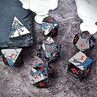 Vista 6 de Rule Dice Dados D&D de 7 Dados de Metal DND, Juego de Dados Metálicos Ponderados de Calabozos y Dragones, Juegos de Dados Poliédricos D y D Grandes