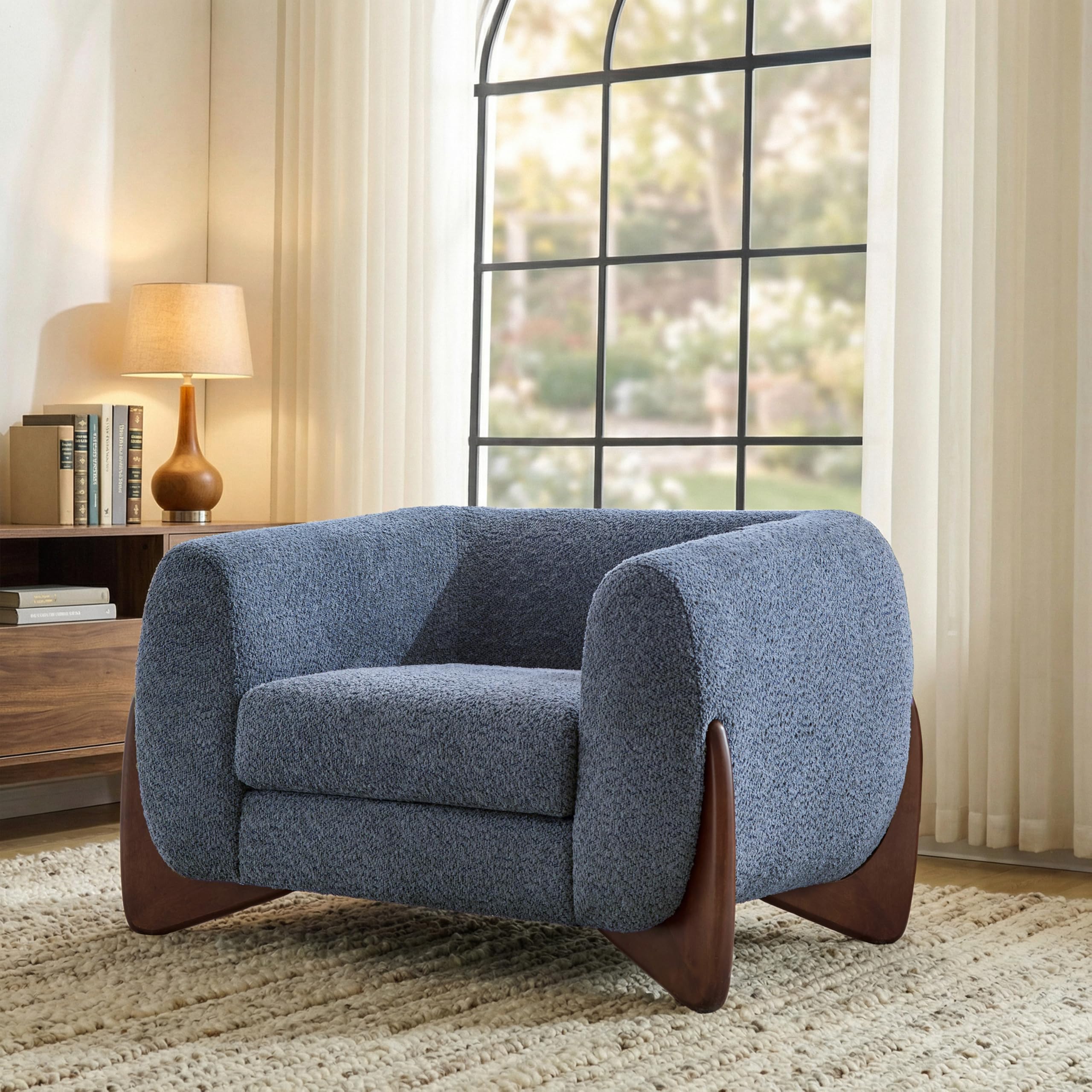 Christopher Knight Home Holly Modern Boucle Fabric Upholstered Club Chair for Living Room, Home Office, Apartment, Relaxing Chair with Removable