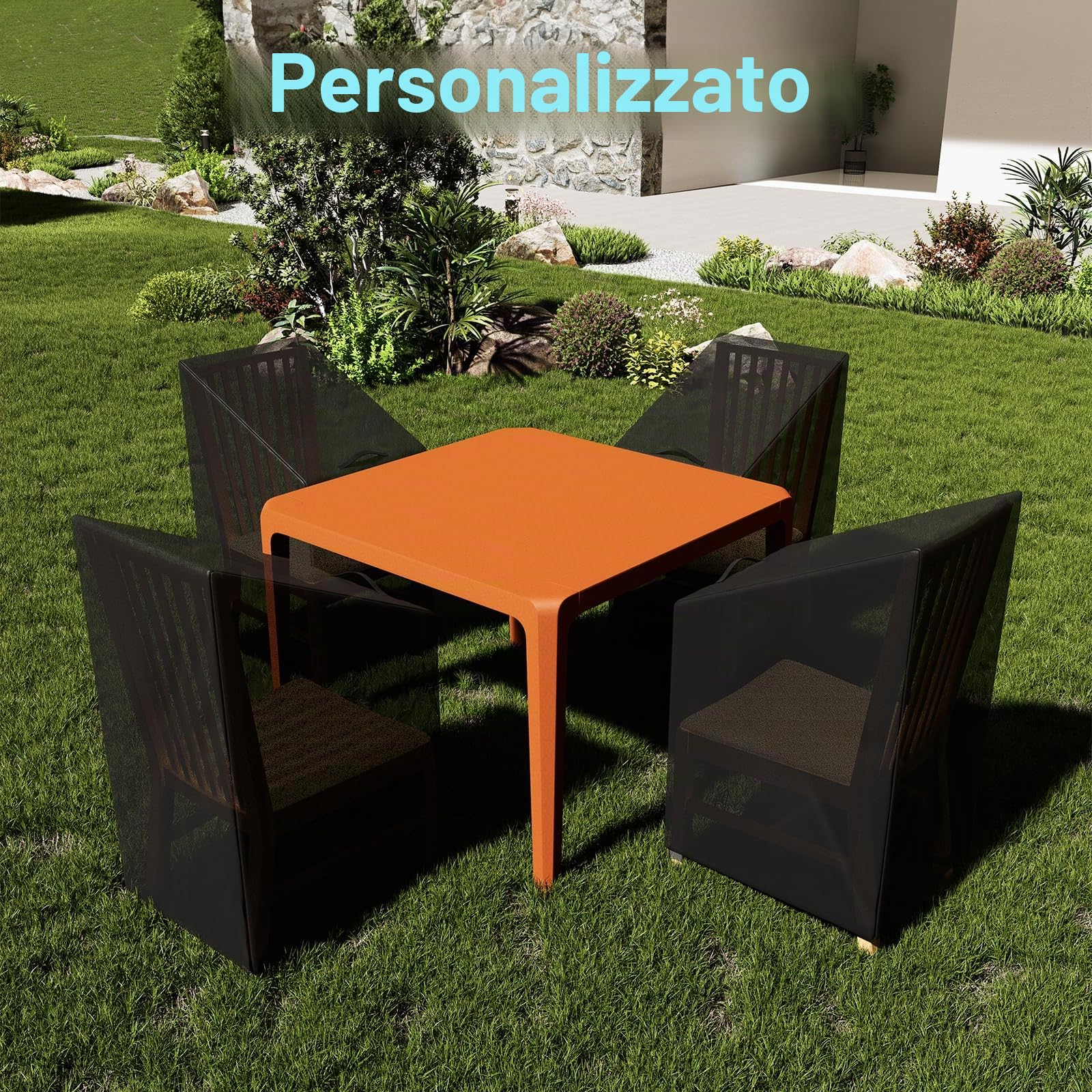 Copri Sedie Esterno, Copertura per Sedie da Giardino Impilabili Impermeabile, Antivento e Antipolvere, Resistente tessuto Oxford,Telo Coprisedie da Esterno Anti UV 120/80x65x65 CM
