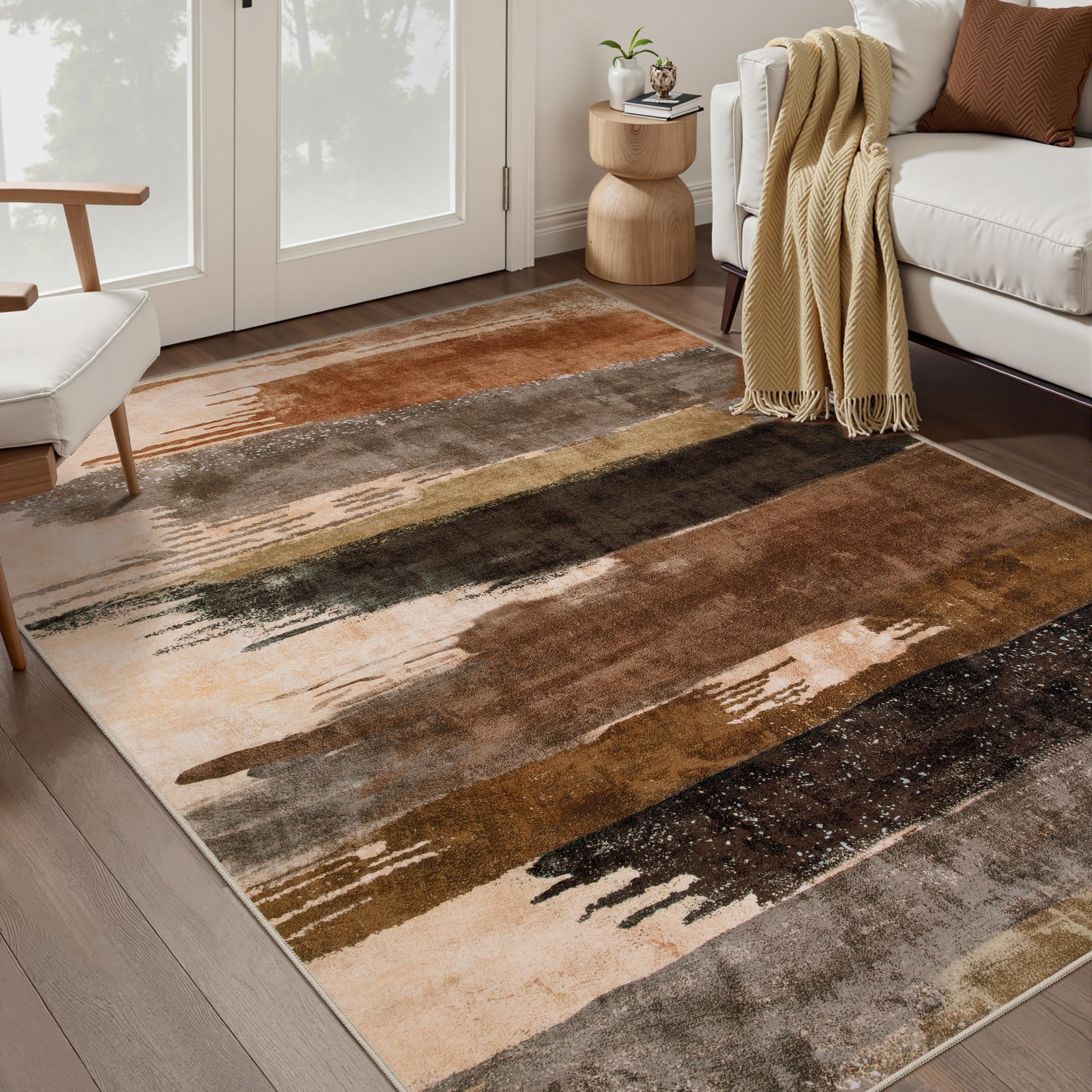 Ciicool Abstract Area Rug Indoor, 4x6 Washable Entryway Rug, Modern Soft Throw Entry Rug with Non-Slip Backing for Bedroom Living Room Entrance