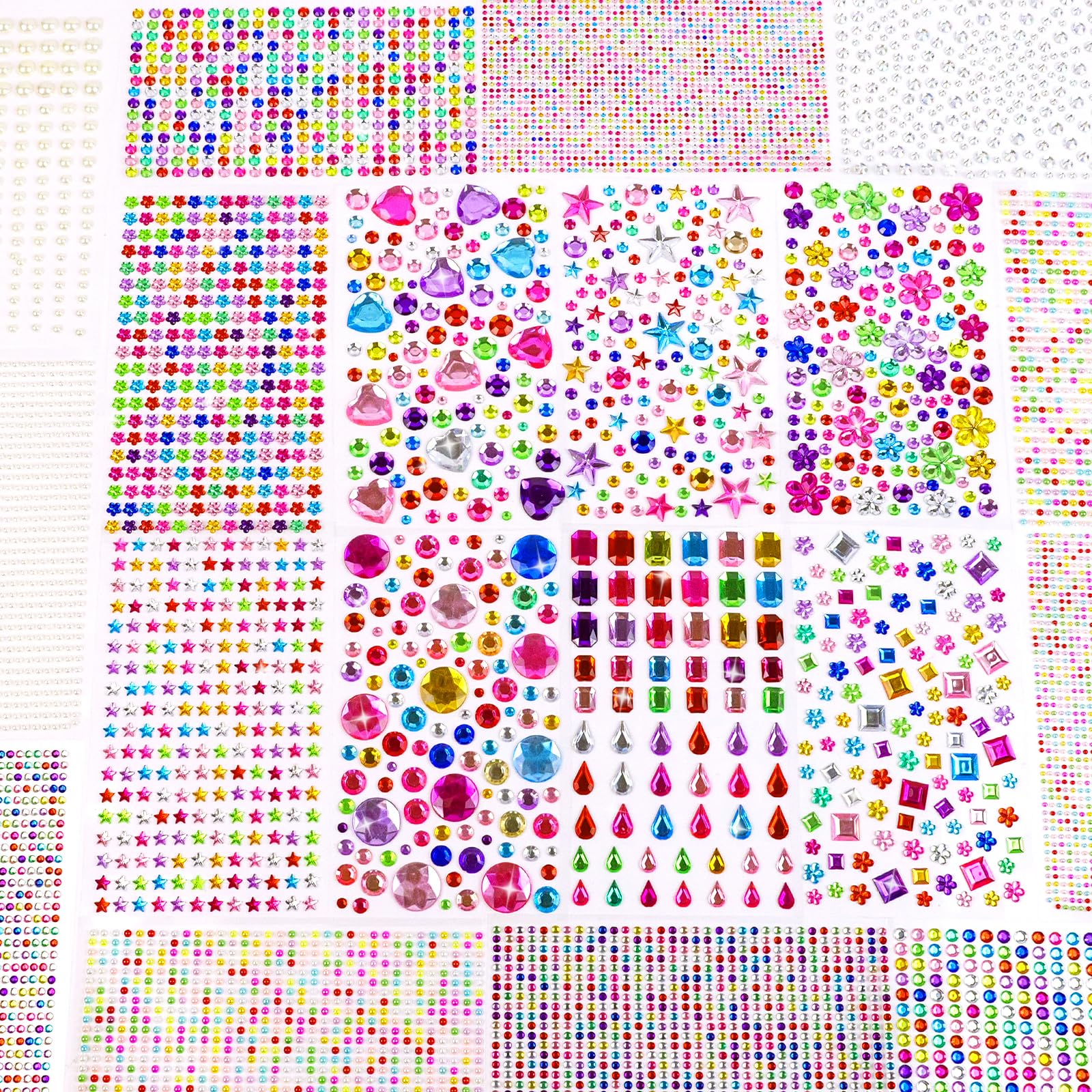 Photo 1 of 10000PCS+ Gem Stickers, Rhinestone Stickers for Crafts, Self-Adhesive Bedazzling Jewels Gem Diamond Stickers for Kids, Acrylic Bling Gems for Scrapbook Supplies Face Makeup DIY Art Projects
