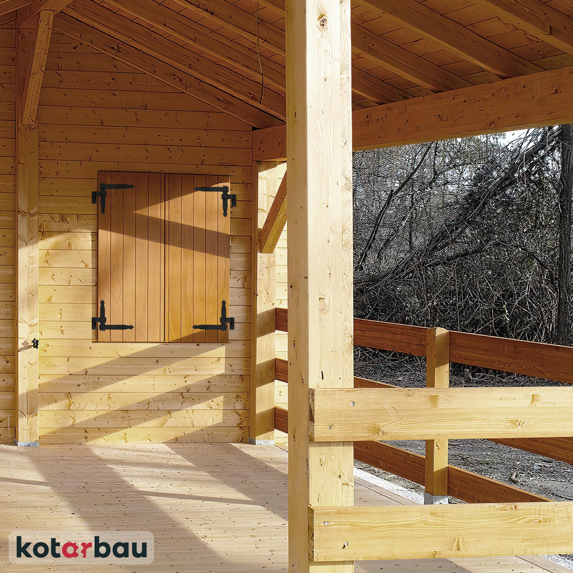 KOTARBAU® Fascia angolo finestra 250 x 230 mm con serratura 4 pezzi angolo piatto angolo cerniera connettore angolo morsetto nastro cardine decorativo rivestimento in polvere nero
