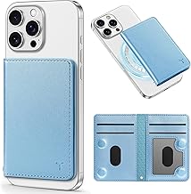 TUCCH für Magsafe Wallet, RFID Blocker 6 Kartenfächer Durchsichtige ID Fenster PU Leder Magnetisches Wallet Herren & Damen Geldbörse für iPhone 16/15/14/13/12 Serie, Nicht für Mini, Glitzer Blau