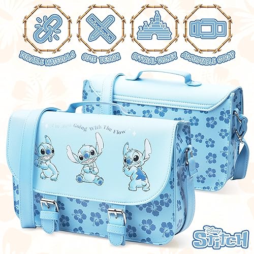 Miniatura 4 de Disney Bolsa de puntada para niñas, bolsa cruzada Lilo y Stitch, Azul, Duradero