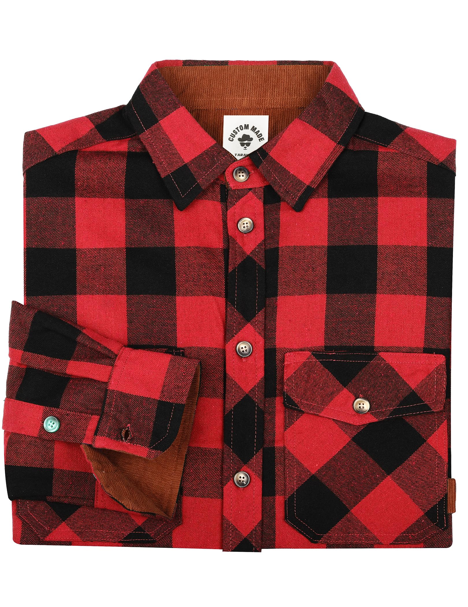 TARAINYA Camicia Flanella Uomo Quadri Cotone Manica Lunga Regular Fit