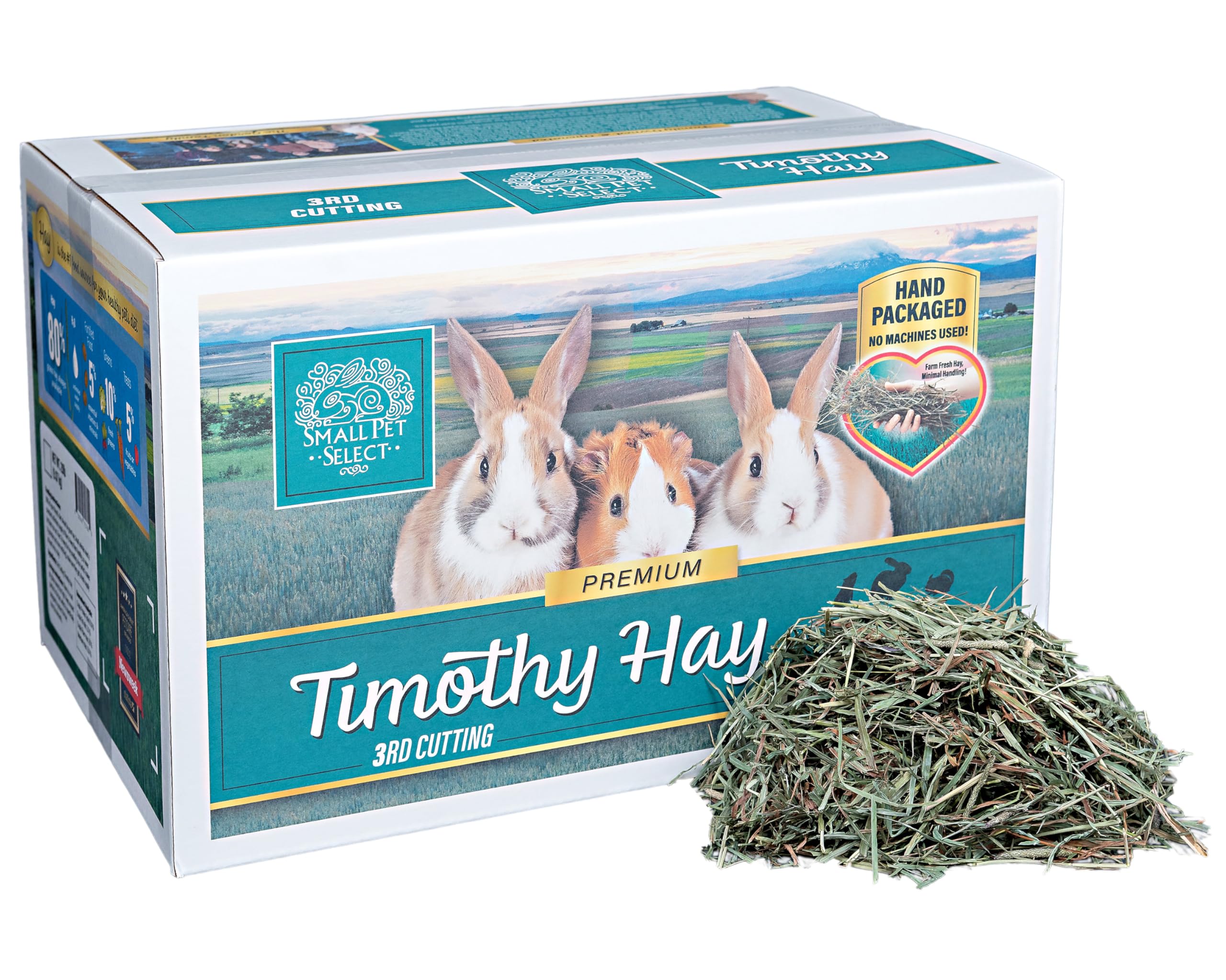 Small Pet Select 3rd Cutting Super Soft Timothy Hay Pet Food for Picky Eaters, Rabbits, Guinea Pigs, and Other Small Animals, Easy to Store Box, 20 Lb (9.07 kg)