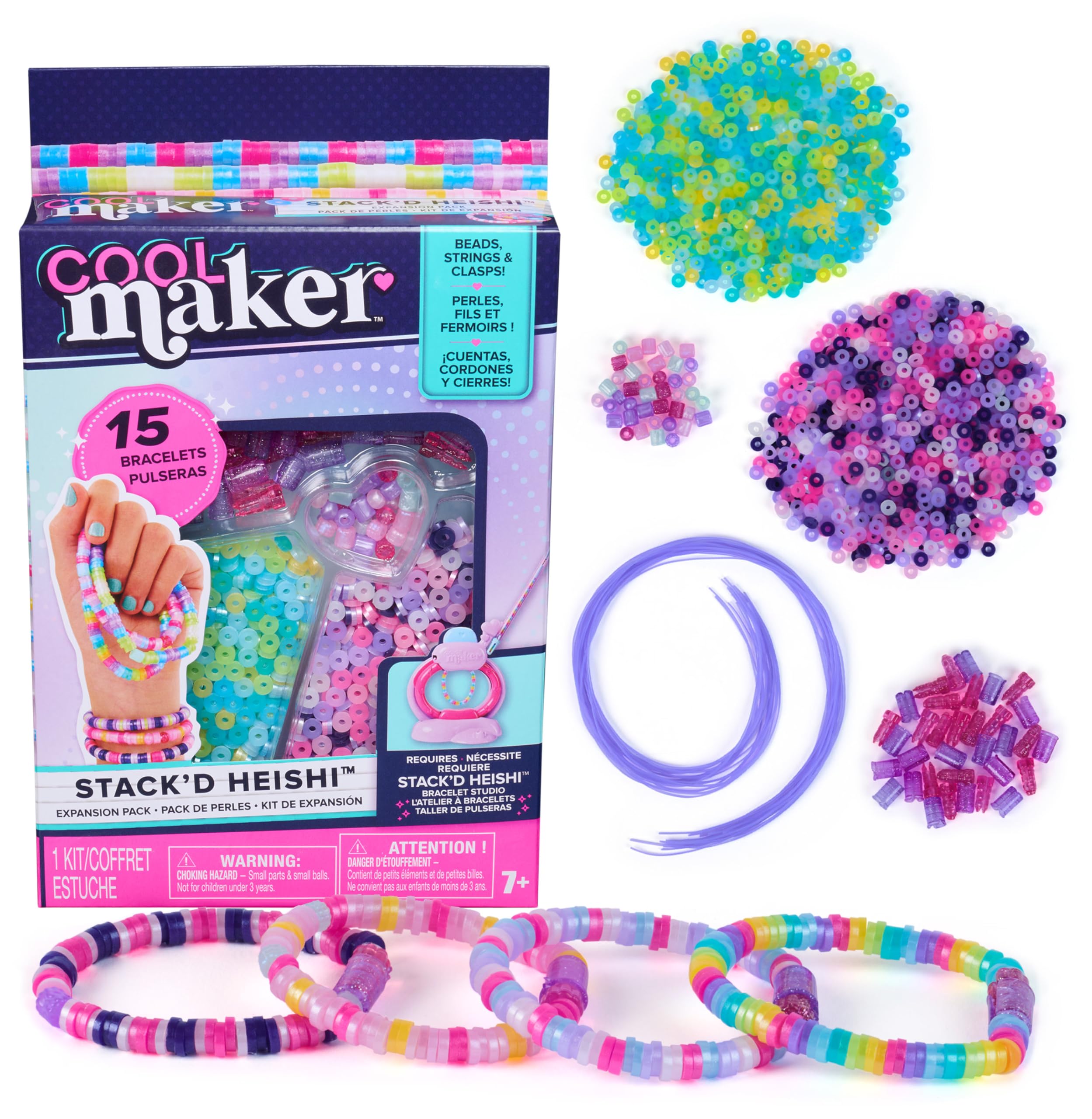 Cool MAKER Stack'd Heishi Nachfüllset – 1300 Perlen & Zubehör (Kompatibel mit Stack'd Heishi Armband Studio)