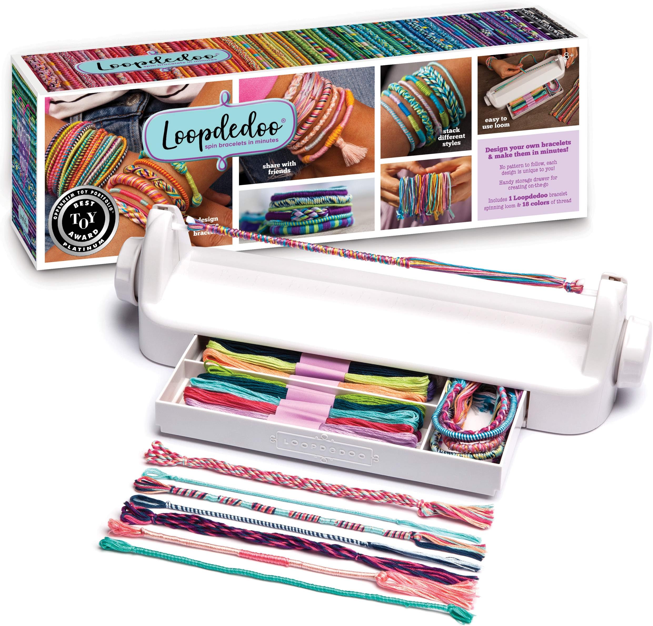 Loopdedoo DIY Friendship Bracelet Maker Kit - Bracelet Making Kit for Kids Ages 8 & Up - Make Bracelets in Minutes for Birthday, Christmas Gift - Award Winning Craft Kit