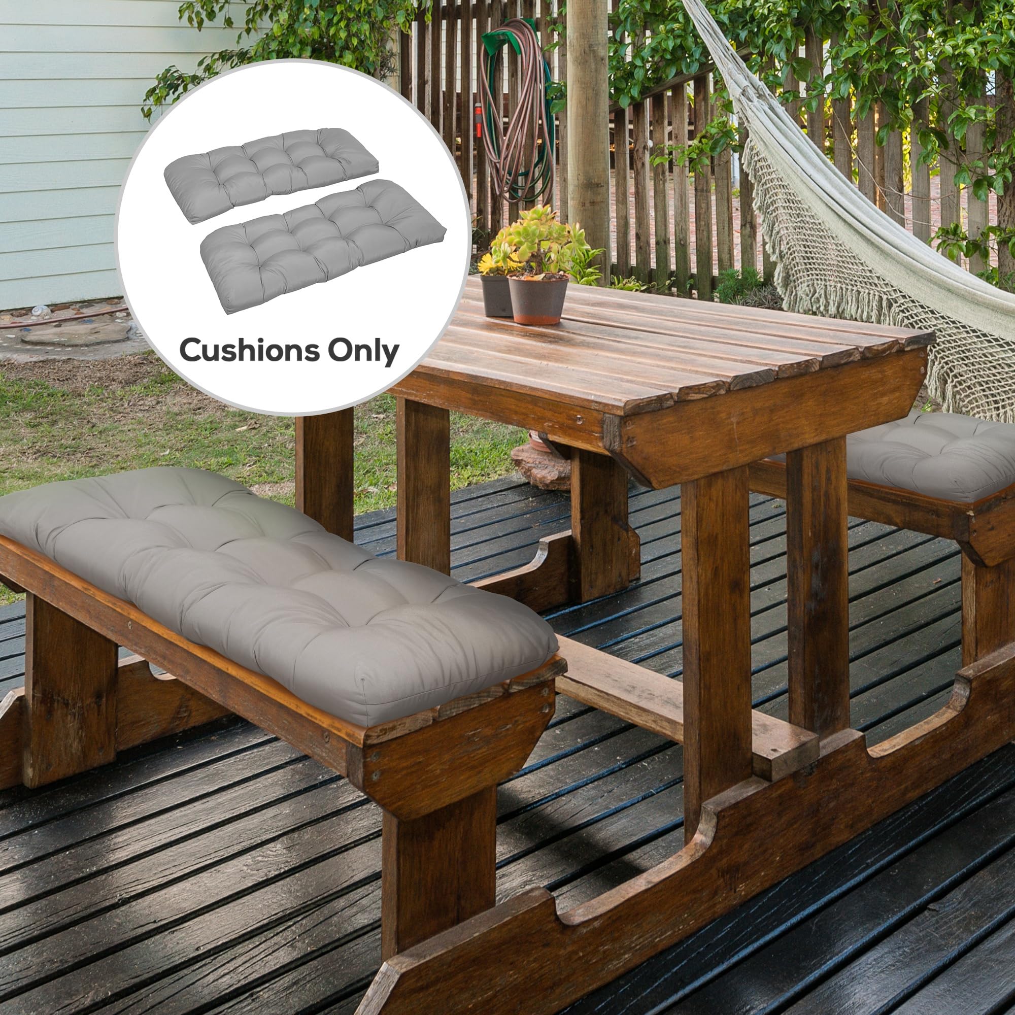 Outsunny Set di 2 Cuscini Sostitutivi Panchina 43x19x3 cm Grigio