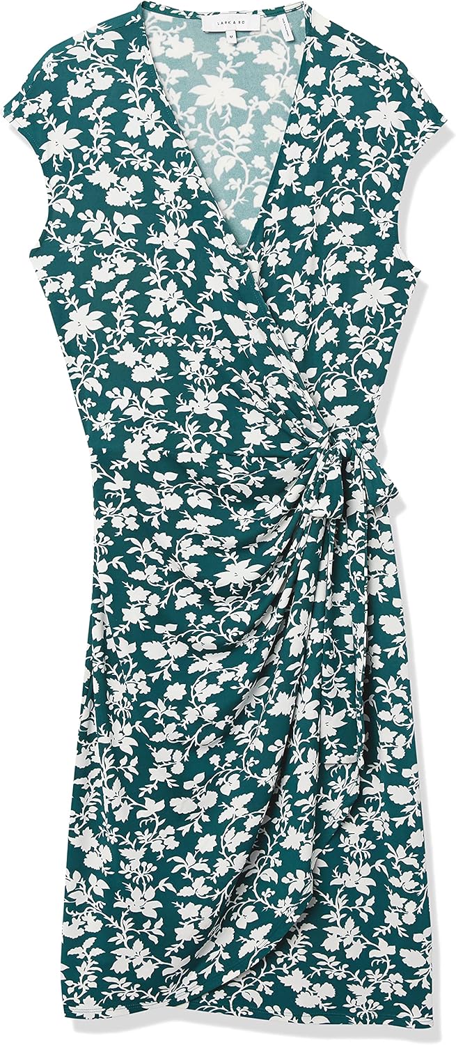 Lark & Ro Women's Classic Cap Sleeve Wrap Dress