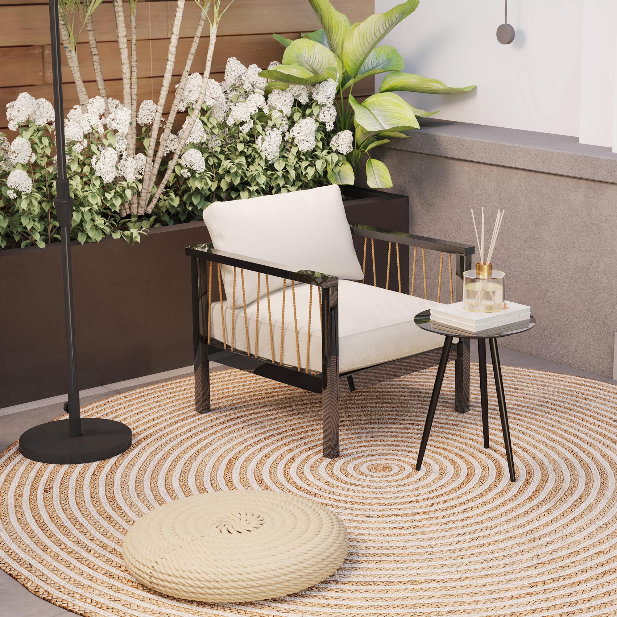 Outsunny Petite Table Basse Ronde, Table d'appoint, Plateau en Verre trempé, Pieds effilés, Cadre en Acier, Table de Jardin pour Balcon, Jardin, terrasse, Salon, Noir