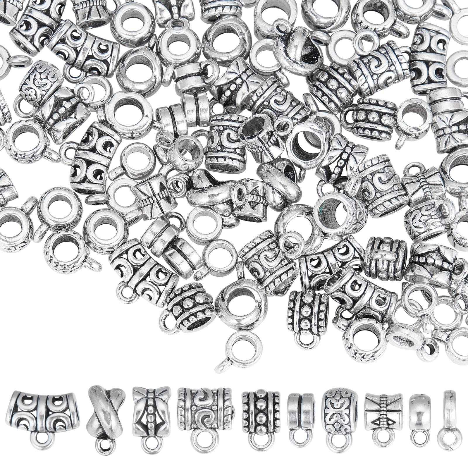 5 Perles connecteur petit coeur en métal argenté 7,1mm