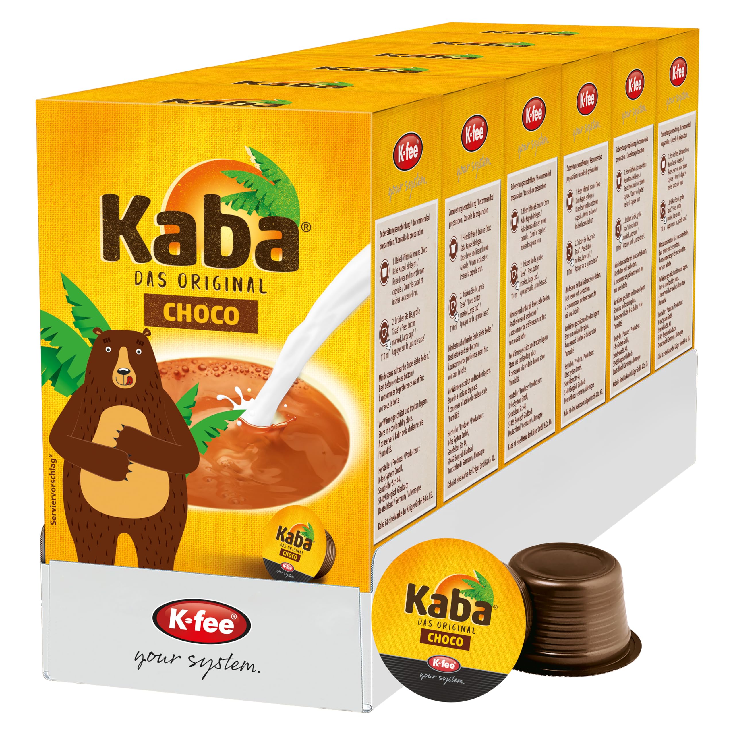 Kaba Choco Kapseln, kompatibel mit K-fee & ALDI EXPRESSI*, das Original Kaba Kakaopulver für Kapselmaschinen, leckere Trinkschokolade, 96 Kapseln