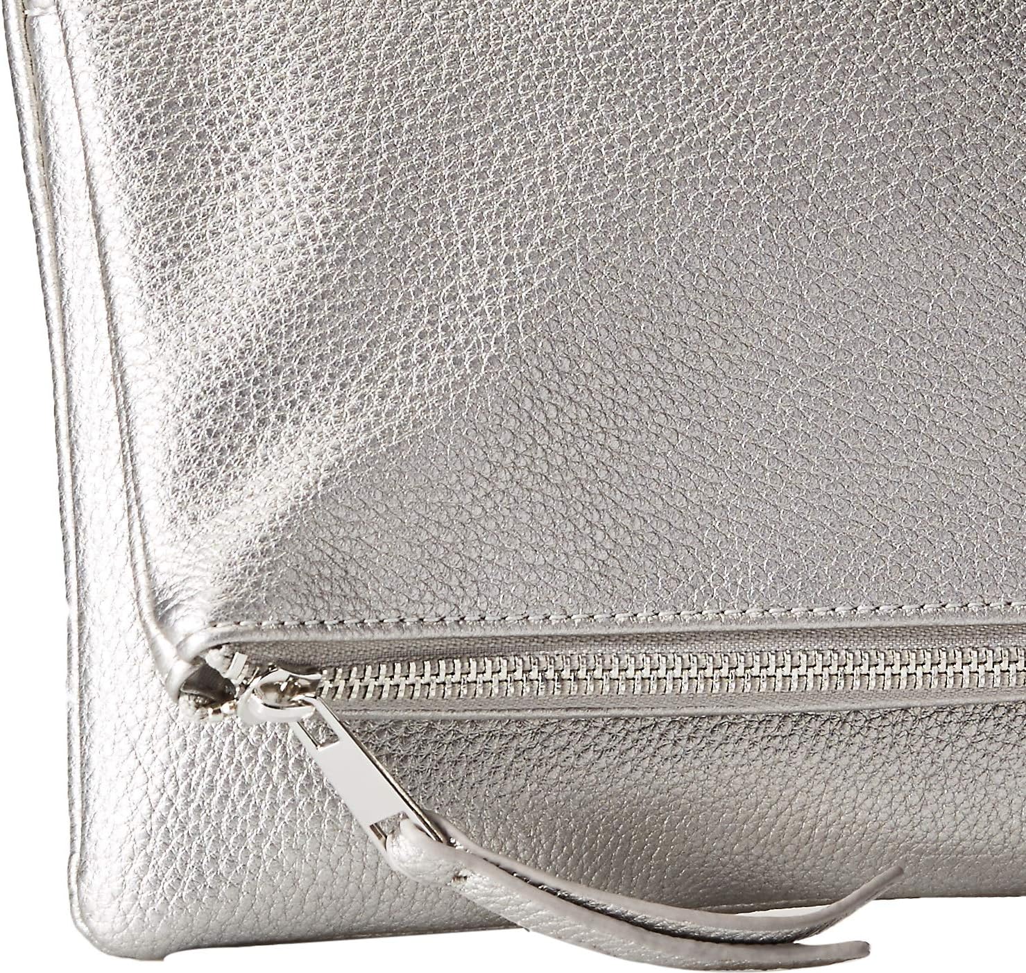 The Drop Women's Southampton Zipper Foldover Clutch One Size Metallic Silver
