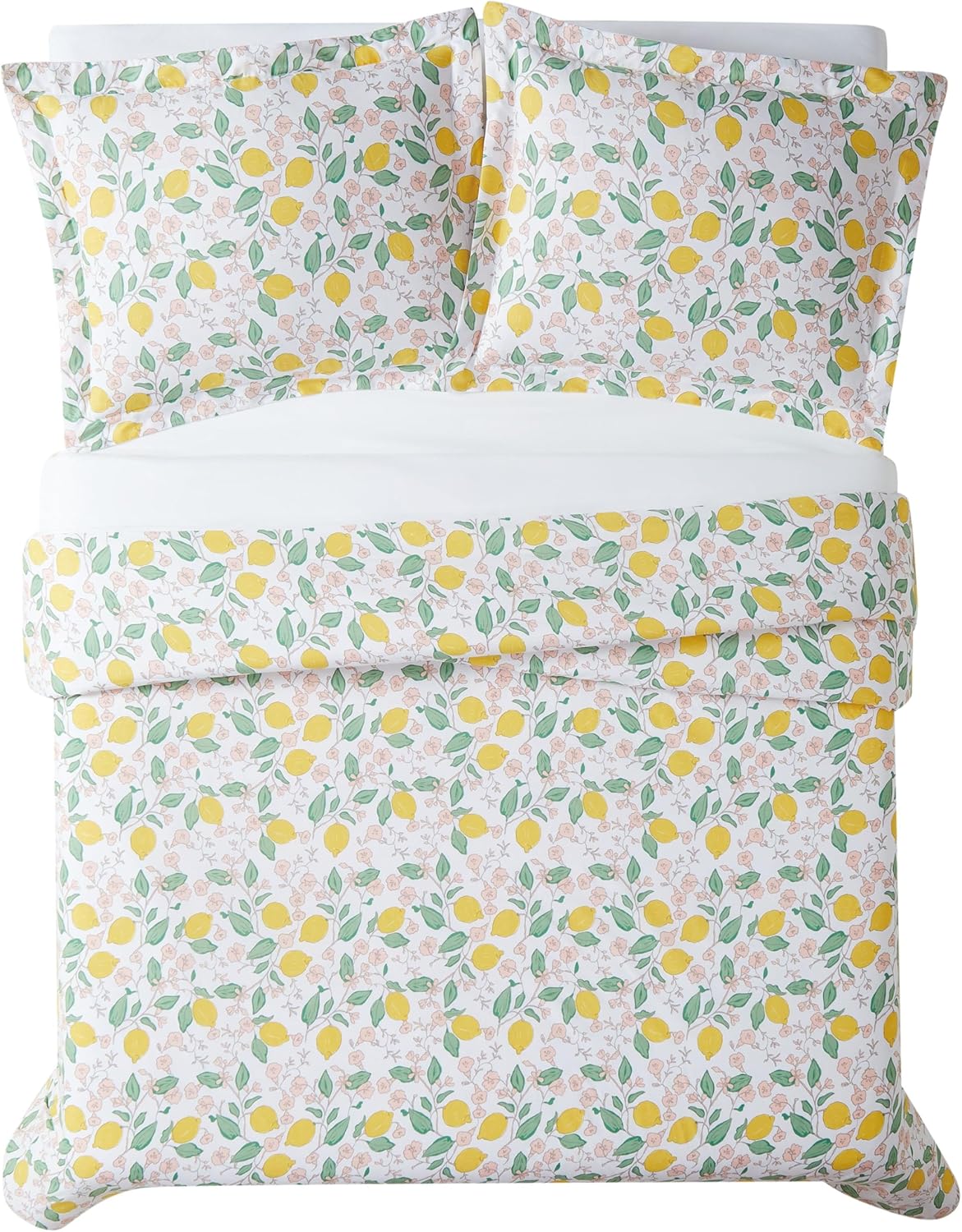 Brooklyn Loom Verbena Multi Cotton 3-Piece Full/Queen Duvet Set, Lemon Themed, for Men and Women, Oeko-TEX Certified Confidence
