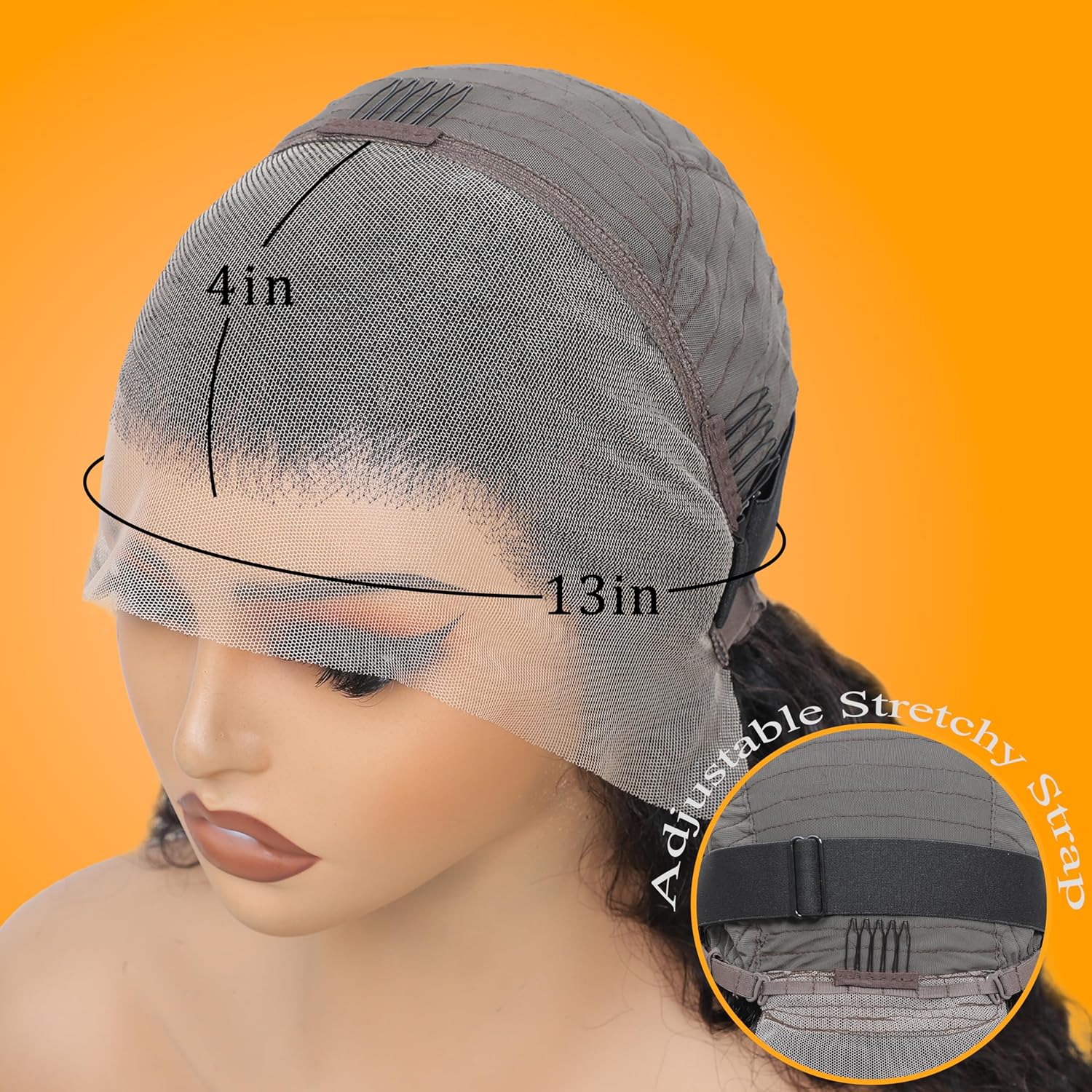 13x4 Deep Wave Lace Front Wigs Human Hair 200% Density Black Curly Human Hair Wig Short Natural Wigs for Black Women Transparent Lace Frontal Wig for Daily Wear 12 Inch