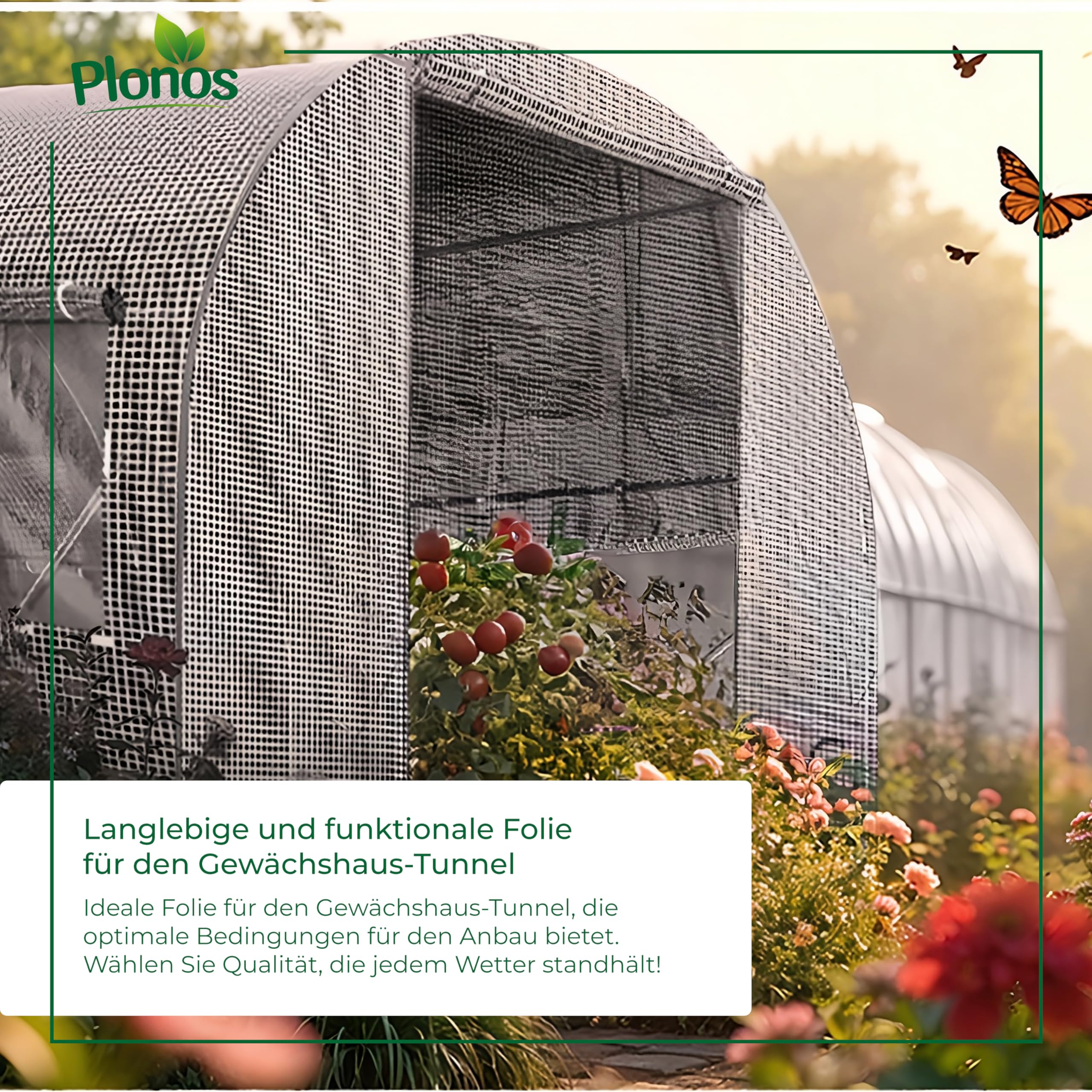 Ersatzfolie für Folientunnel Gewächshaus - 2 x 3 m - 6 m2 - UV4 Schutz - Treibhausfolie mit Fenstern und Moskitonetz - Robuste Gartenfolie - Folie ohne Gestell - Weiß
