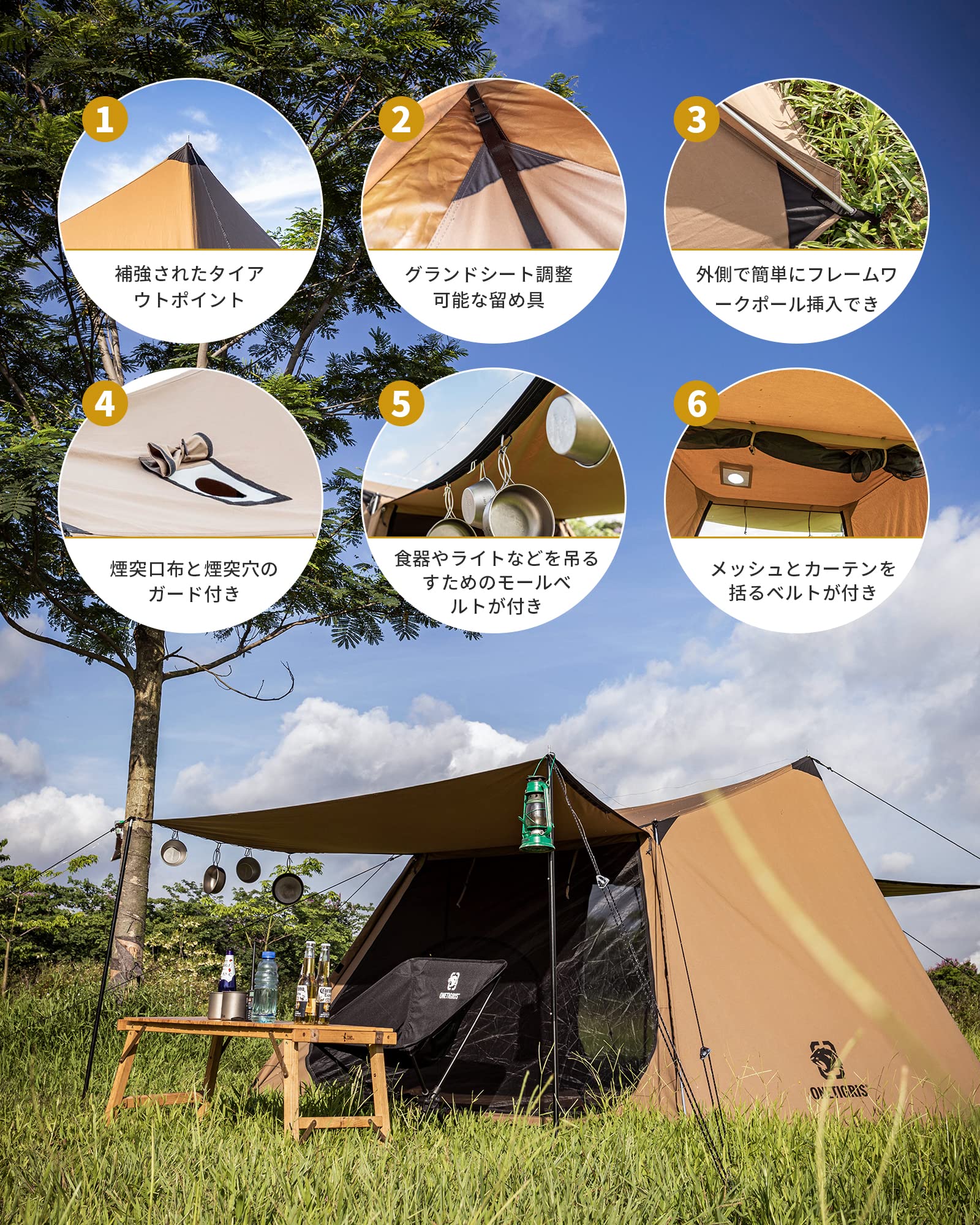 Amazon.co.jp: OneTigris SOLO HOMESTEAD TCテント パップテント 軍幕